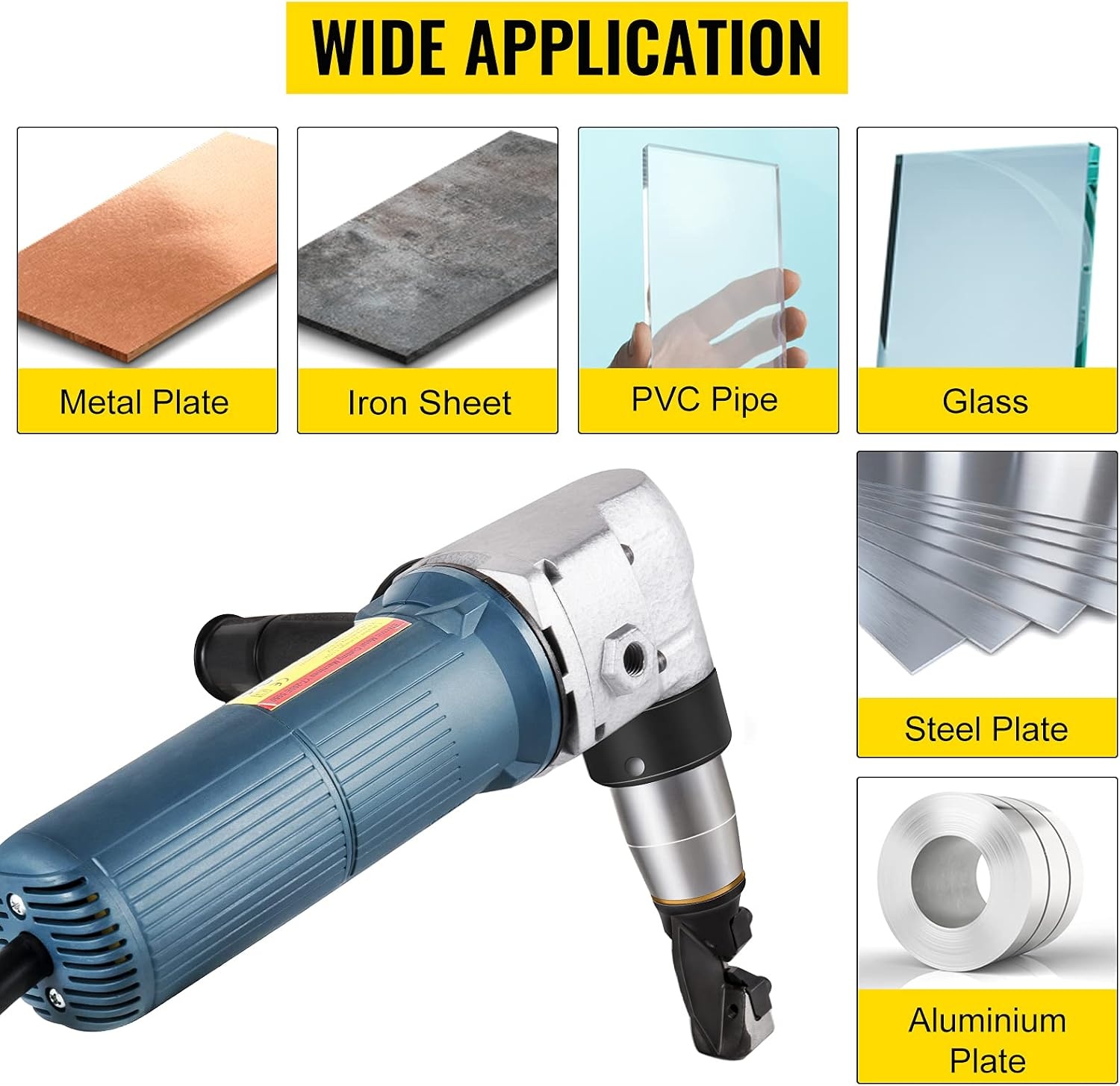 image:imageVEVOR Electric Metal Nibbler 625W Nibbler Metal Cutter 1000RPM High Speed Rotor 016in4mm Metal Nibbler 110V w Replaced Blades Storage Case Sheet Metal Nibbler for Cutting Stainless Steel Aluminium625W016in4mm