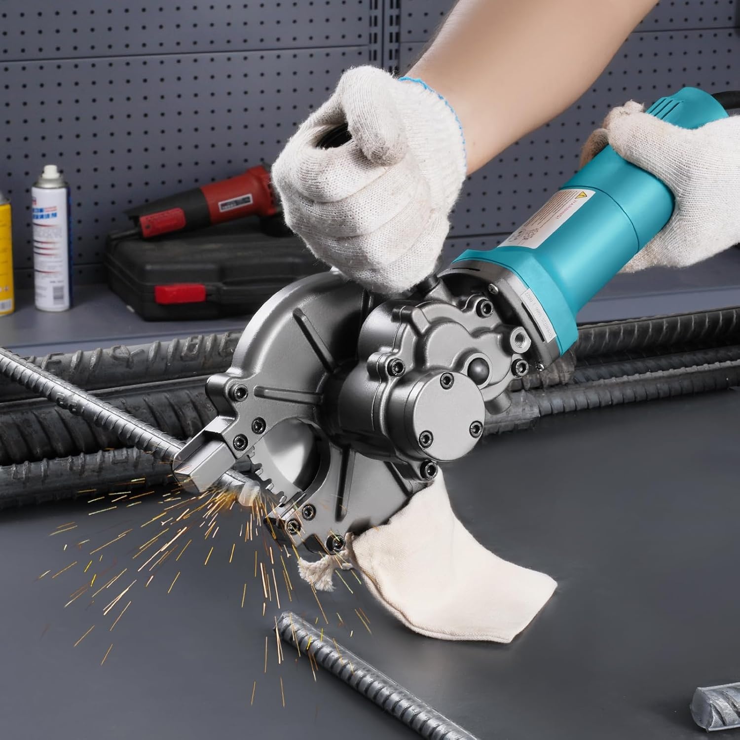 image:imageVEVOR Electric Rebar Cutter 1100W Portable Cuts up to 32 inch 440mm Rebar High Power Steel Concrete Cutter with Auxiliary Handle amp Tool Case RD101100W RCS40
