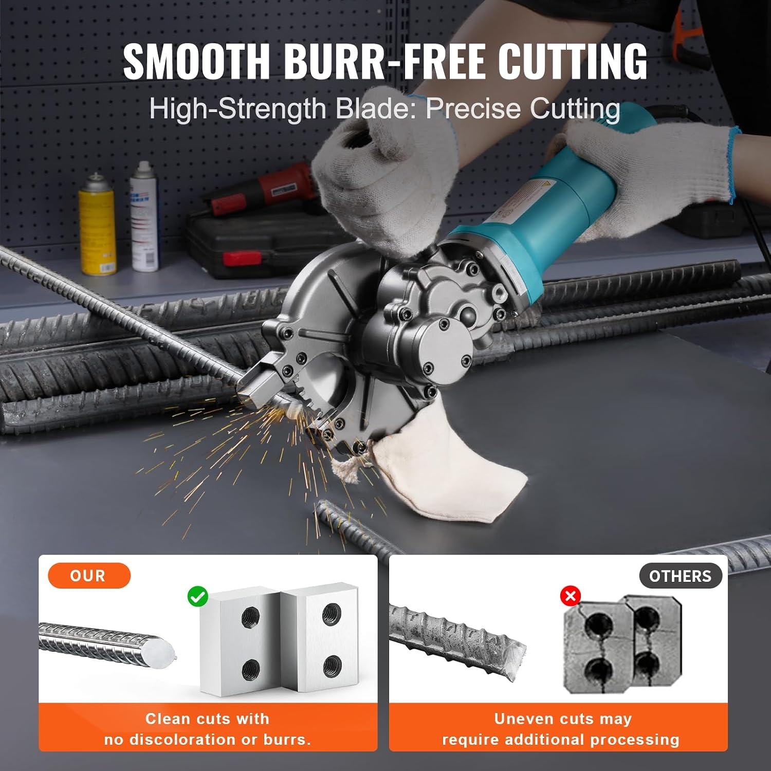image:imageVEVOR Electric Rebar Cutter 1100W Portable Cuts up to 32 inch 440mm Rebar High Power Steel Concrete Cutter with Auxiliary Handle amp Tool Case RD101100W RCS40