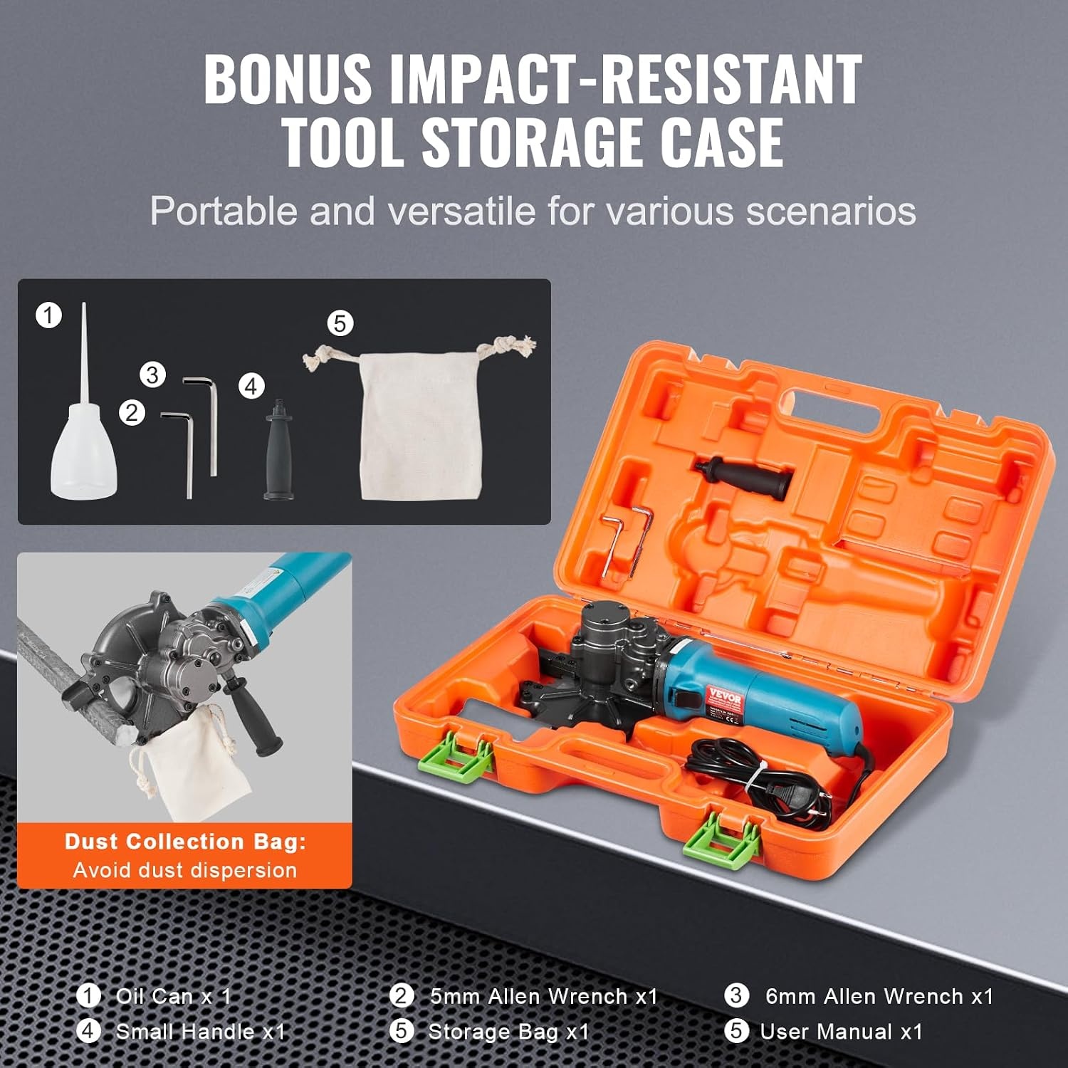 image:imageVEVOR Electric Rebar Cutter 1100W Portable Cuts up to 32 inch 440mm Rebar High Power Steel Concrete Cutter with Auxiliary Handle amp Tool Case RD101100W RCS40