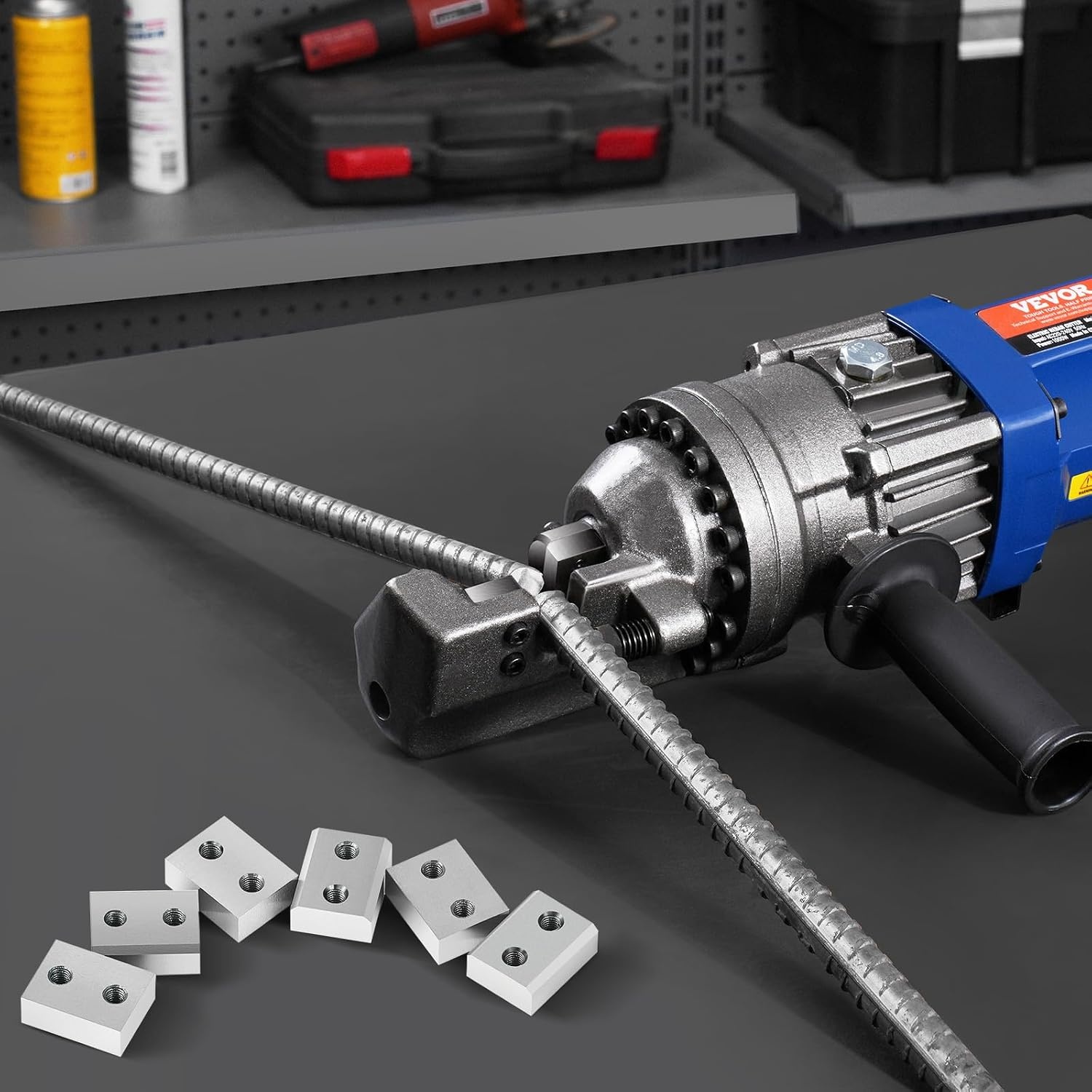 image:imageVEVOR Electric Rebar Cutter Replacement Blades 6 PCS 16mm58 Inch HRC5860 Hard Jaw Blades with 12 Hex Screws amp Spring Washers Fit RC16RC16 Rebar Blades