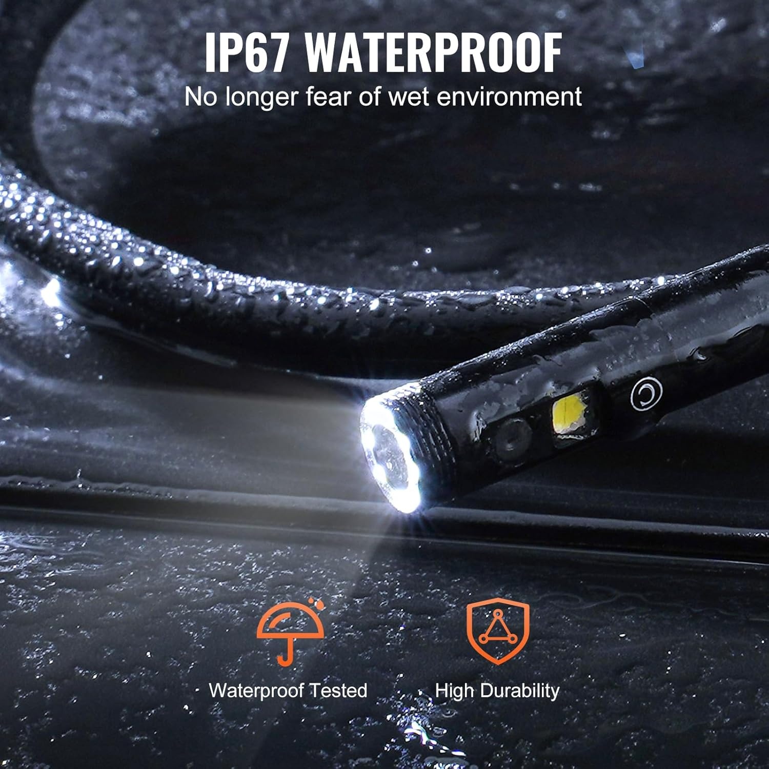 image:imageVEVOR Endoscope Camera with Light Triple Lens Borescope with 492FT SemiRigid Cable 5 Screen 1080P Inspection Camera 8 2 LED Lights IP67 Waterproof Snake Cameras for Auto Plumbing 32GB Card5 IPS Screen492FT