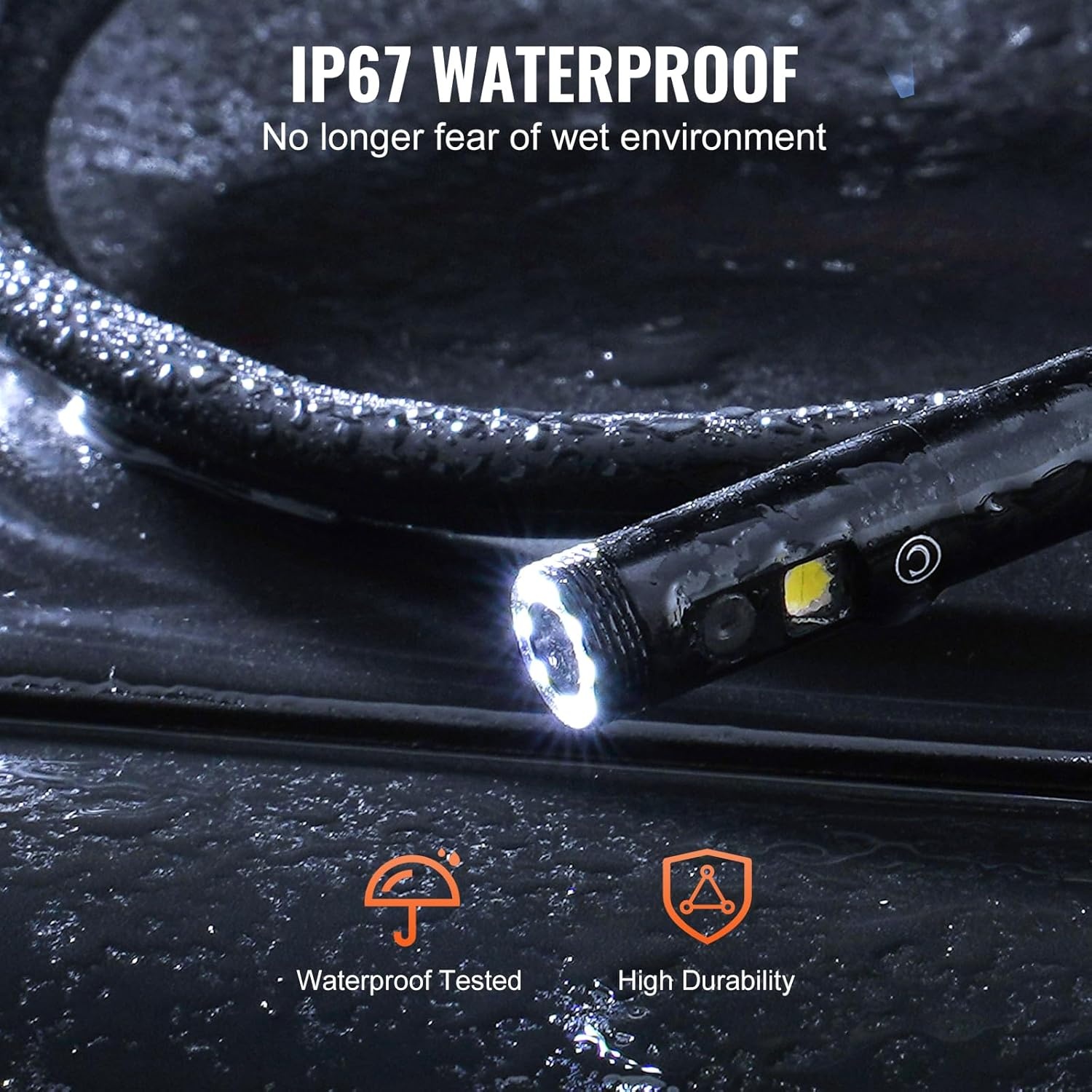 image:imageVEVOR Endoscope Camera with Light Triple Lens Borescope with 492FT SemiRigid Cable 5 Screen 1080P Inspection Camera 8 2 LED Lights IP67 Waterproof Snake Cameras for Auto Plumbing 32GB Card5 ScreenTriple Lens