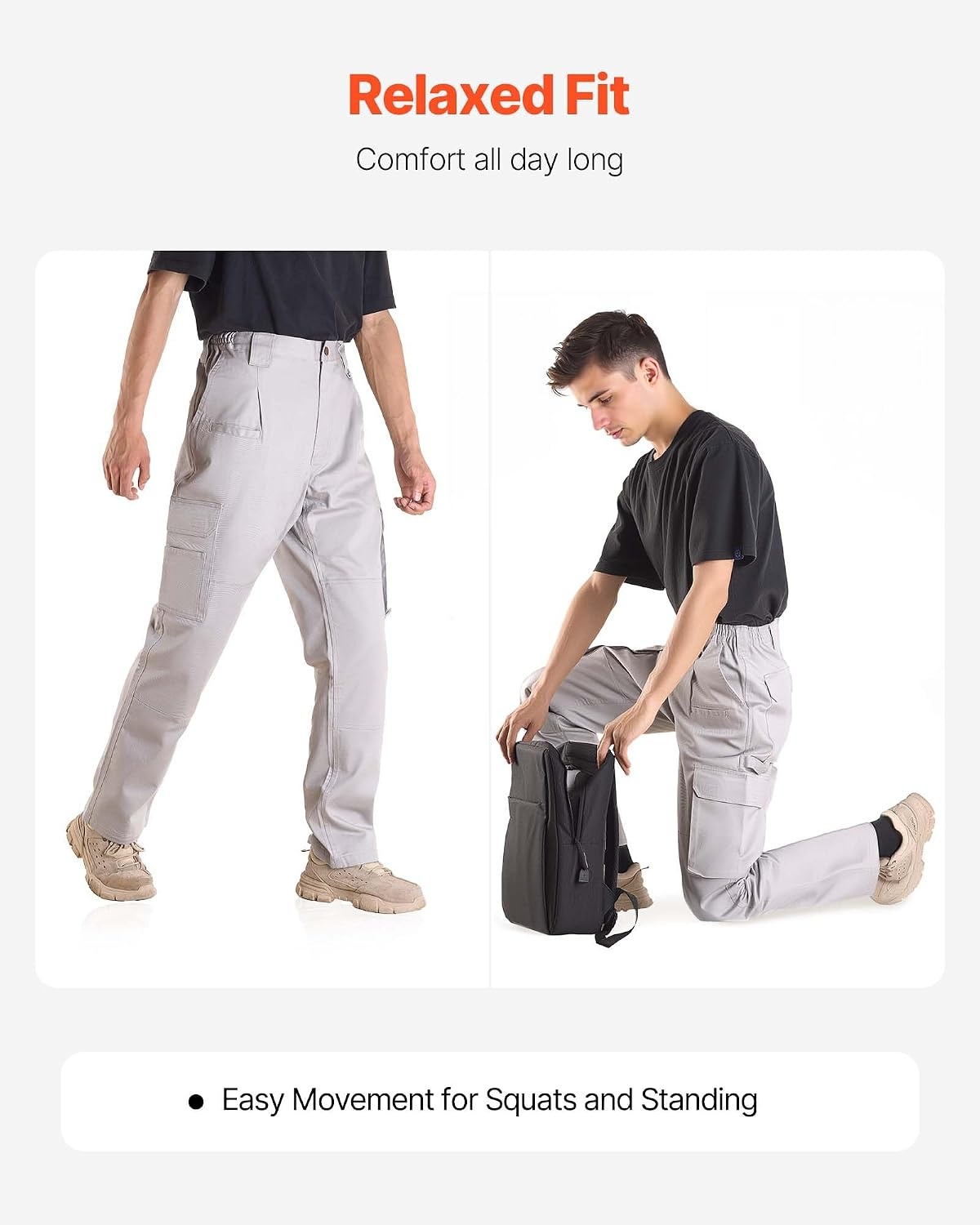 image:imageVEVOR FR Pants for Men 9 oz 100 Cotton FlameResistant Cargo Pants with MultiPockets and Elastic Waist Reinforced TearProof Stitching Ideal for Welding Work and Casual Wear XL Size Gray