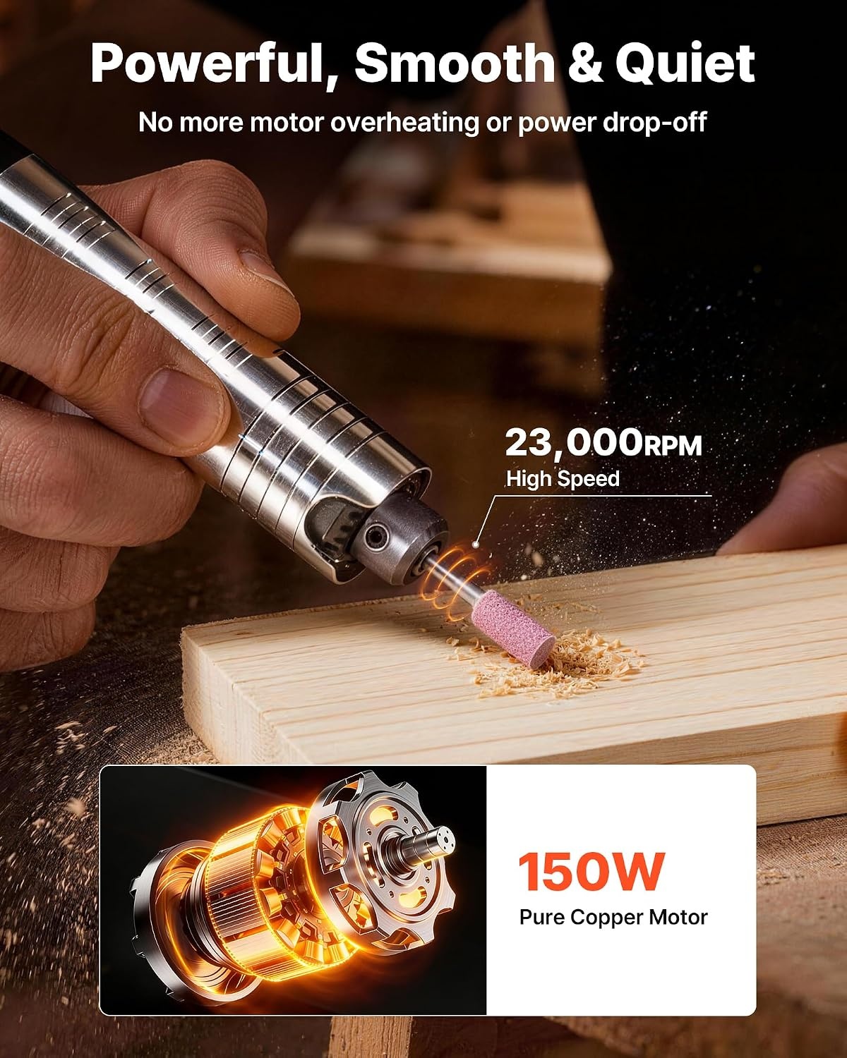 image:imageVEVOR Flex Shaft Grinder 125W 18000RPM Electric Flex Shaft Rotary Tool FootPedal Control Hanging Carver Grinder with 112PCS Accessory Kit for Sanding Buffing Polishing Cutting150W with 112PCS