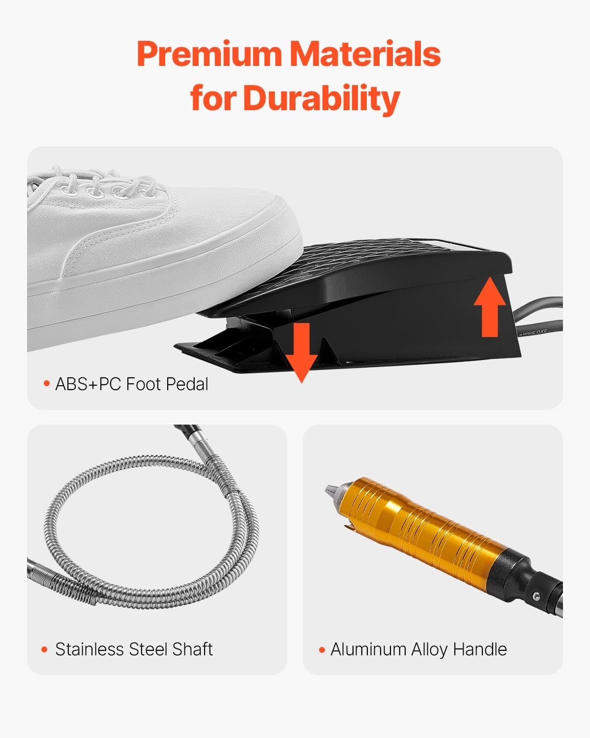 image:imageVEVOR Flex Shaft Grinder 125W 18000RPM Electric Flex Shaft Rotary Tool FootPedal Control Hanging Carver Grinder with 112PCS Accessory Kit for Sanding Buffing Polishing Cutting1000W