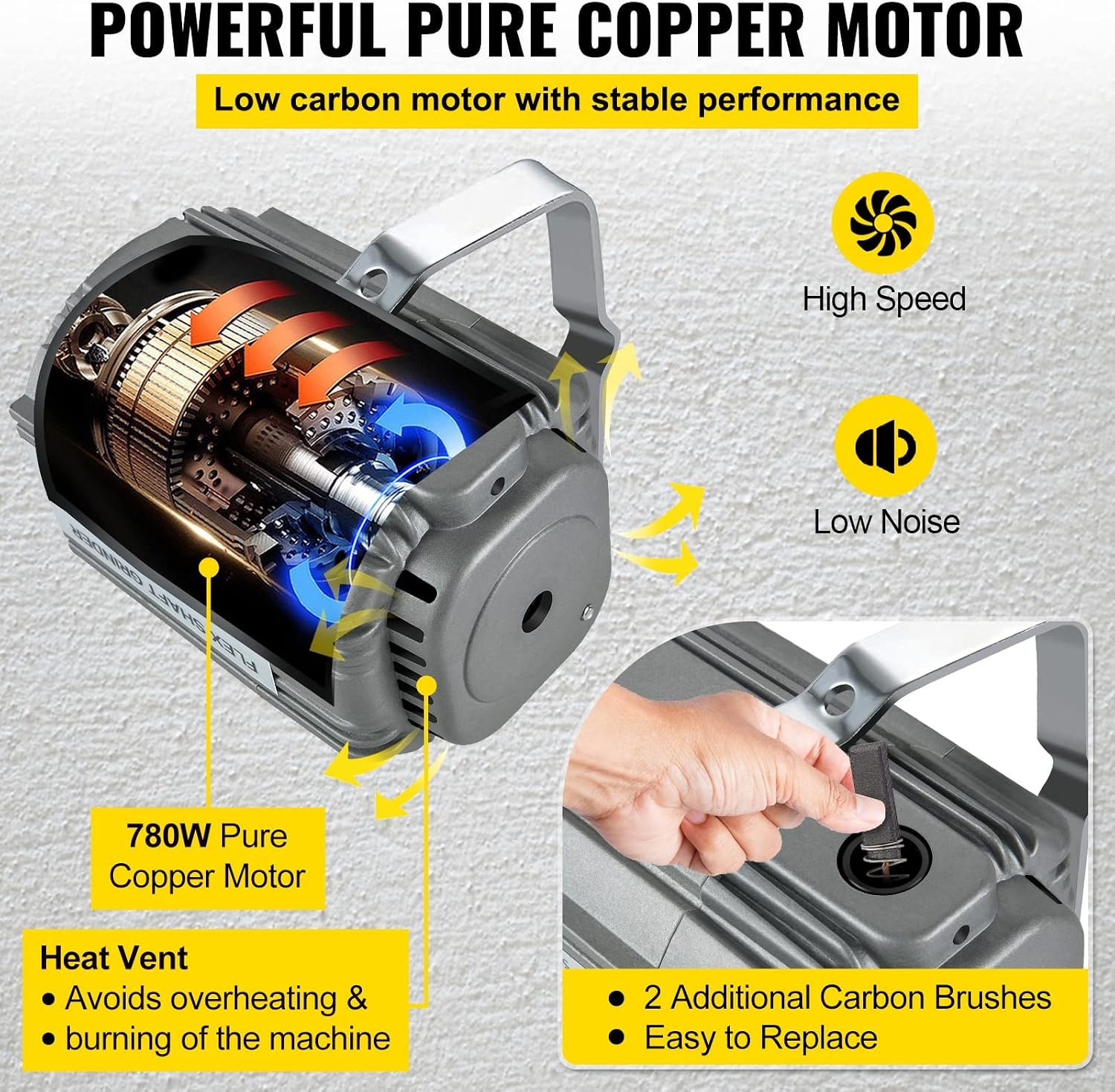 image:imageVEVOR Flex Shaft Grinder 125W 18000RPM Electric Flex Shaft Rotary Tool FootPedal Control Hanging Carver Grinder with 112PCS Accessory Kit for Sanding Buffing Polishing Cutting780W