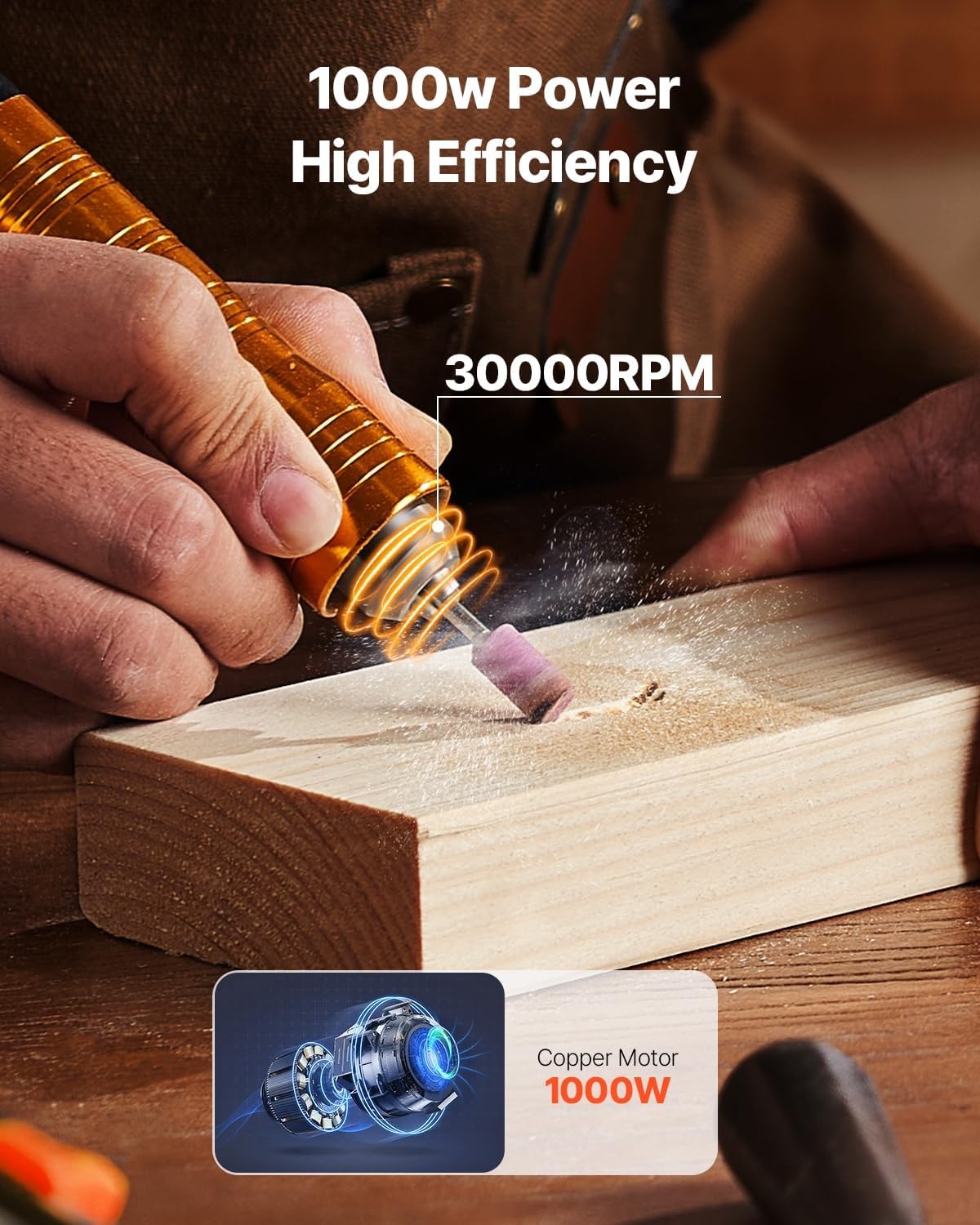 image:imageVEVOR Flex Shaft Grinder 125W 18000RPM Electric Flex Shaft Rotary Tool FootPedal Control Hanging Carver Grinder with 112PCS Accessory Kit for Sanding Buffing Polishing Cutting1000W