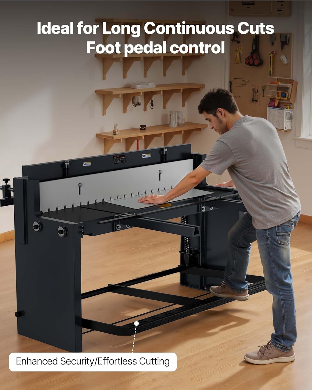 image:imageVEVOR Foot Stomp Sheet Metal Shear 52 in Width Manual Floor Shear with Soild Steel Frame Adjustable Blade Gap Material Stops FootPedal Control for Cutting Steel Copper Rebar and Aluminum