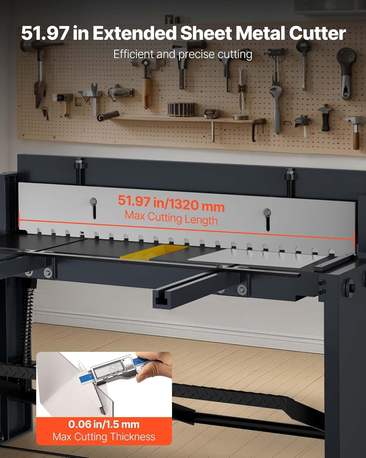 image:imageVEVOR Foot Stomp Sheet Metal Shear 52 in Width Manual Floor Shear with Soild Steel Frame Adjustable Blade Gap Material Stops FootPedal Control for Cutting Steel Copper Rebar and Aluminum