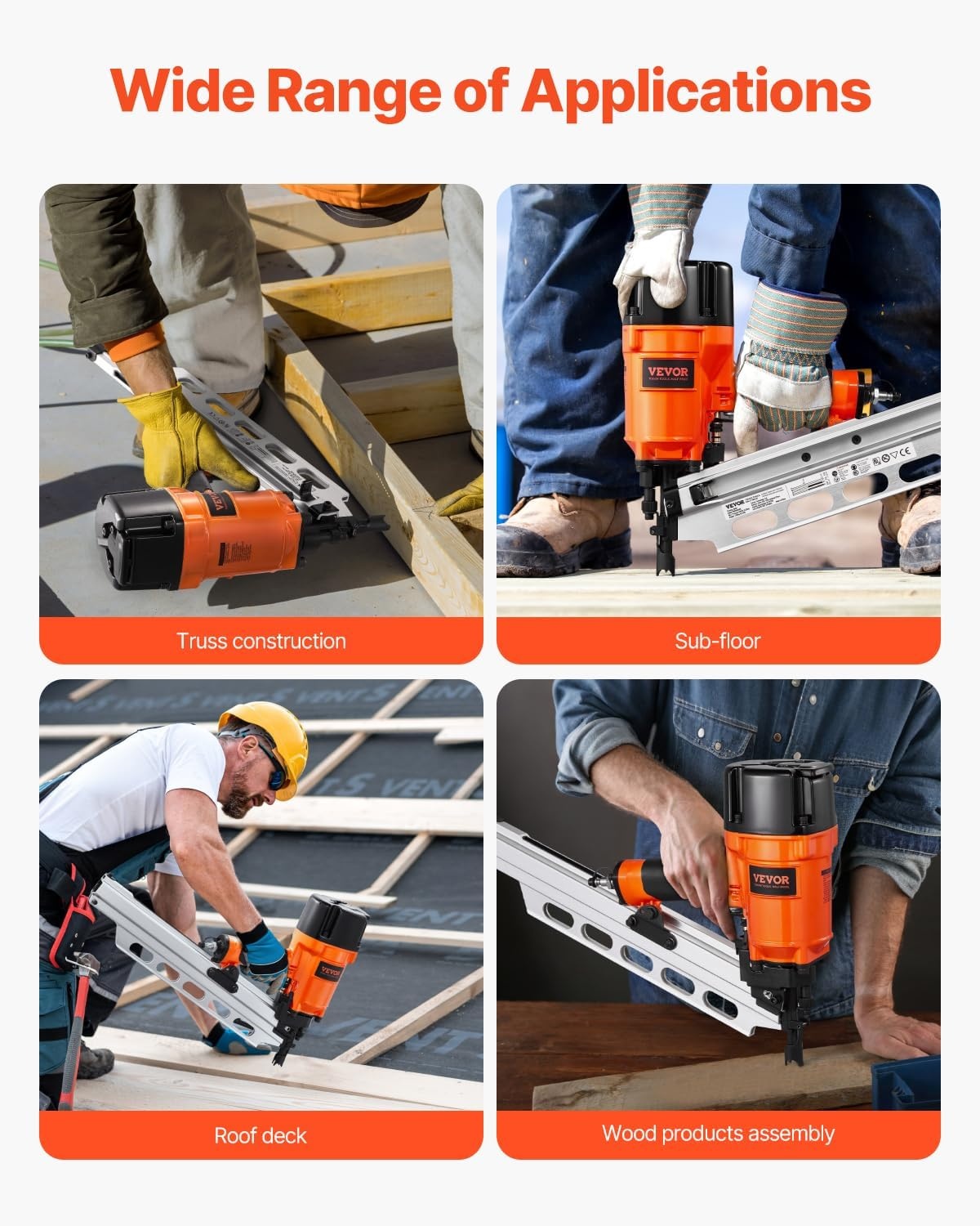 image:imageVEVOR Framing Nailer 80120PSI Air Nail Gun 2 to 312 21 Degree Full Round Head Pneumatic Framing Nailer with ToolLess Depth Adjustment amp Dual Trigger Modes Ideal for Framing Decking Flooring