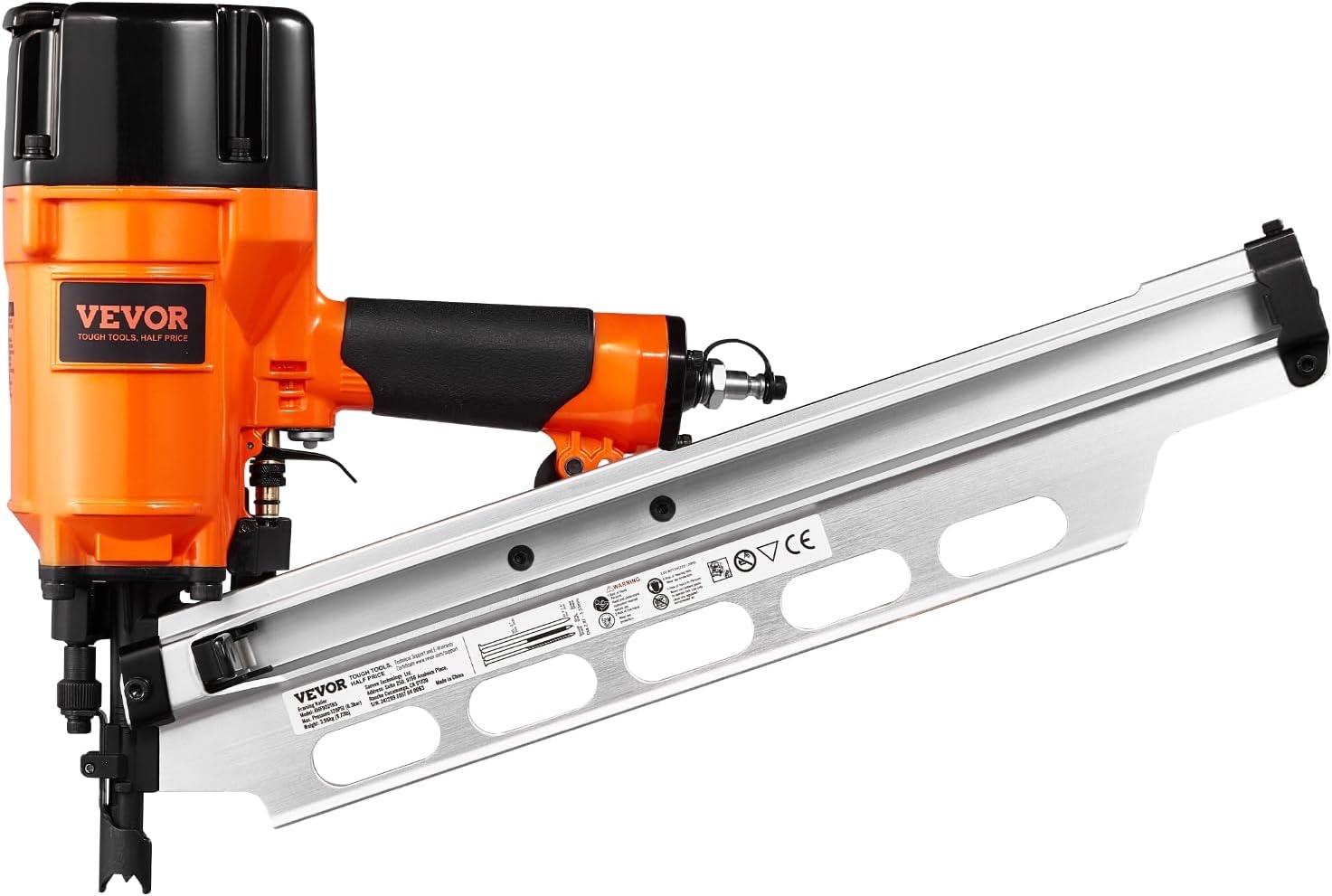 image:imageVEVOR Framing Nailer 80120PSI Air Nail Gun 2 to 312 21 Degree Full Round Head Pneumatic Framing Nailer with ToolLess Depth Adjustment amp Dual Trigger Modes Ideal for Framing Decking Flooring