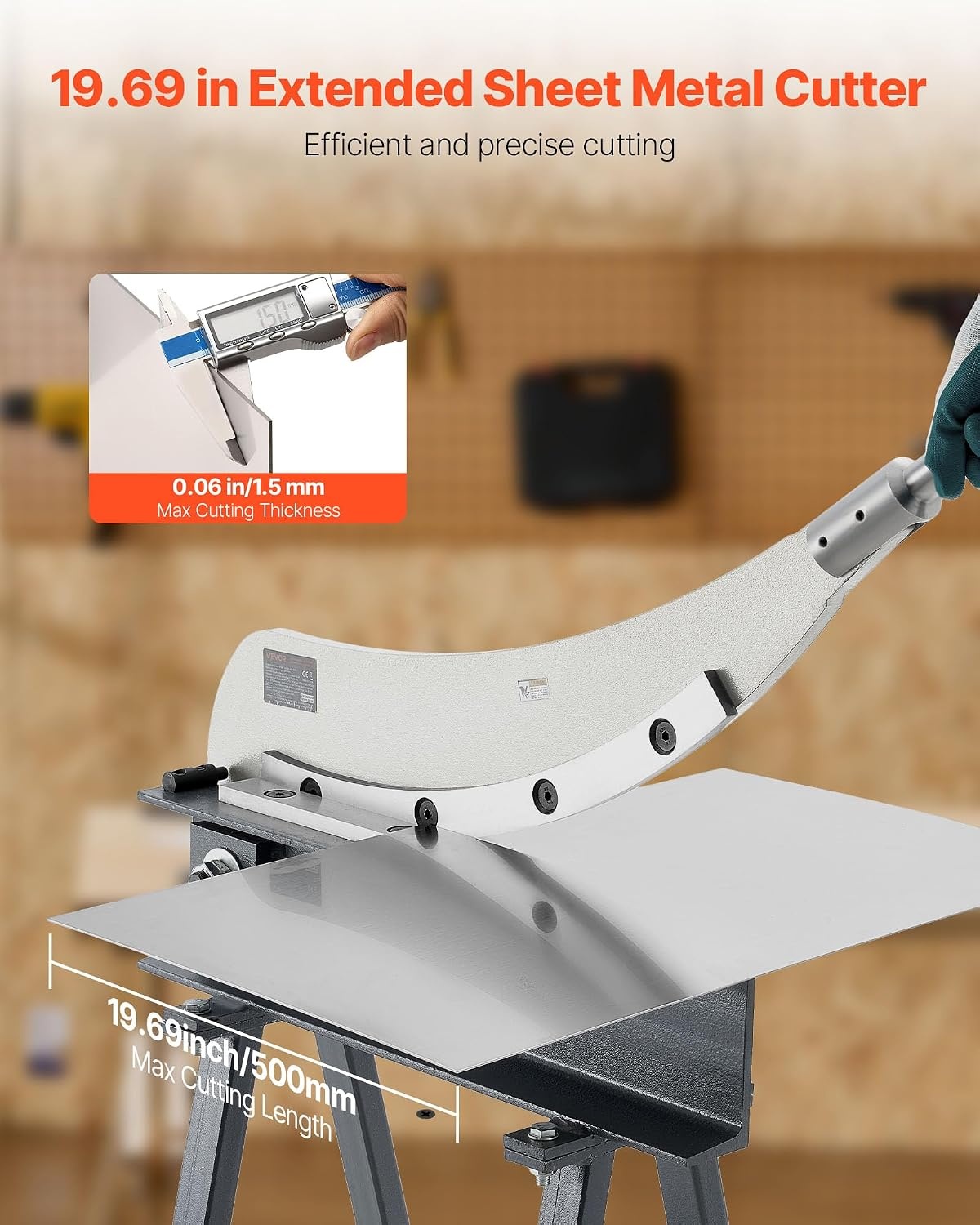 image:imageVEVOR Guillotine Shear 20 in Bed Width Benchtop Cutter Manual Hand Plate Shear for Metal Sheet Processing with Q235 Material High Precision Stand for PCB Board Aluminum Steel Copper Plastic