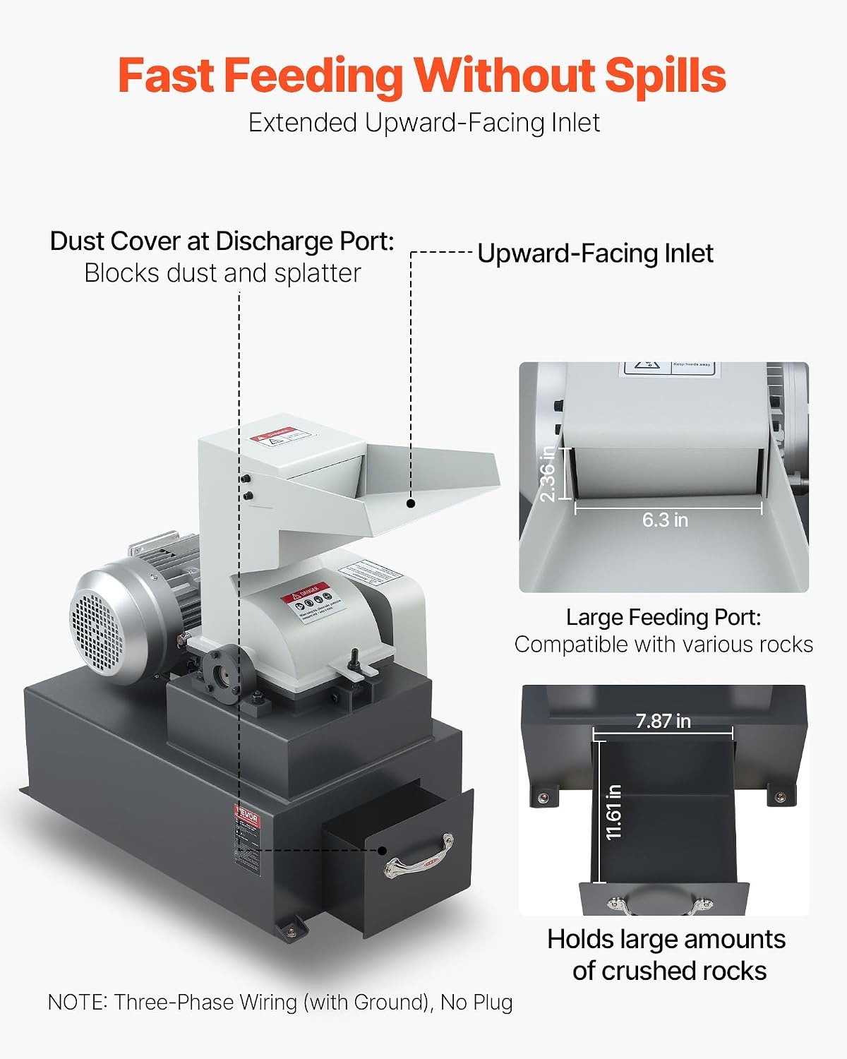 image:imageVEVOR Hammer Crusher 3KW 220V Electric Rock Stone Shatter Grinder Glass Crushing Machine with 400 to 600 kgh Crushing Capacity Coal Crusher Milling Machine with 01202404 inch Sieve Screens