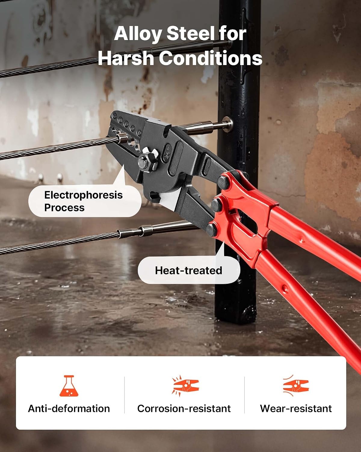 image:imageVEVOR Hand Swager Crimper for Copper Aluminum Oval Sleeves and Stop Sleeves Long Hand 24
