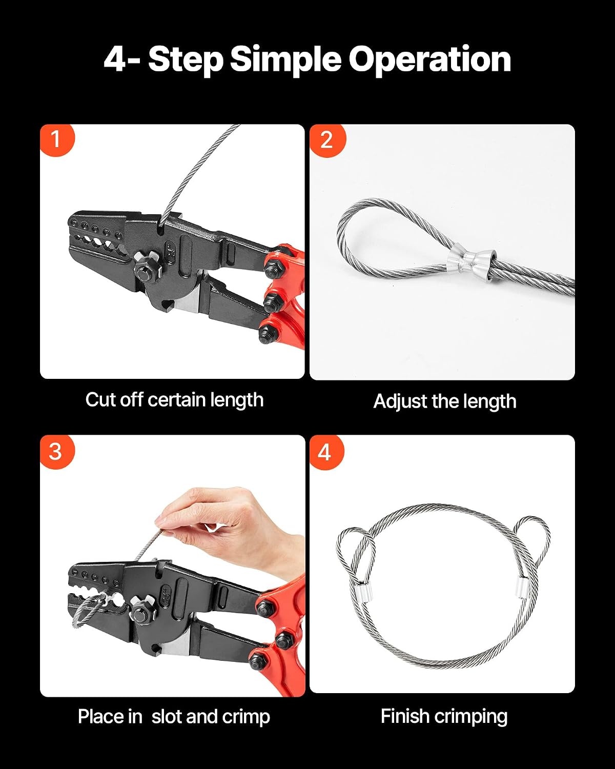 image:imageVEVOR Hand Swager Crimper for Copper Aluminum Oval Sleeves and Stop Sleeves Long Hand 24