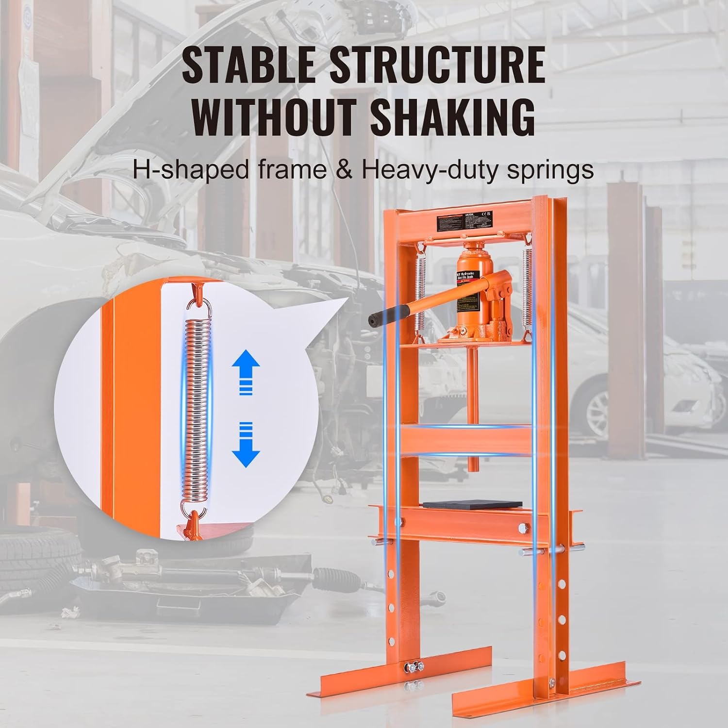 image:imageVEVOR Hydraulic Shop Press 20 T HFrame Pneumatic Shop Press with Press Plate Stable Garage Floor Adjustable Hydraulic Press with Triangular Support Fit for Bending Straightening amp Stamping6T