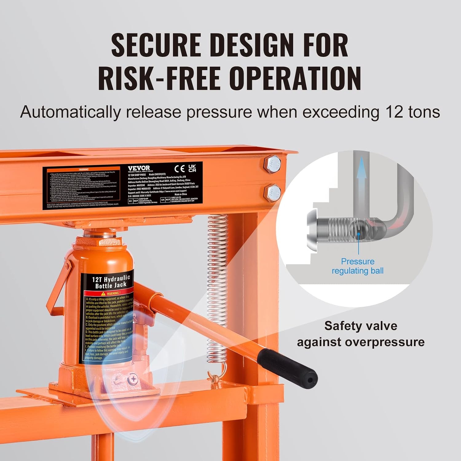 image:imageVEVOR Hydraulic Shop Press 20 T HFrame Pneumatic Shop Press with Press Plate Stable Garage Floor Adjustable Hydraulic Press with Triangular Support Fit for Bending Straightening amp Stamping12T