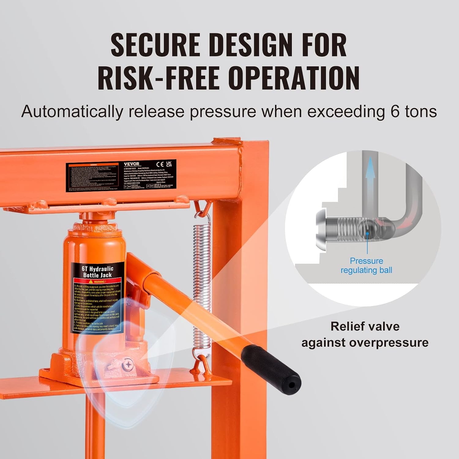 image:imageVEVOR Hydraulic Shop Press 20 T HFrame Pneumatic Shop Press with Press Plate Stable Garage Floor Adjustable Hydraulic Press with Triangular Support Fit for Bending Straightening amp Stamping6T