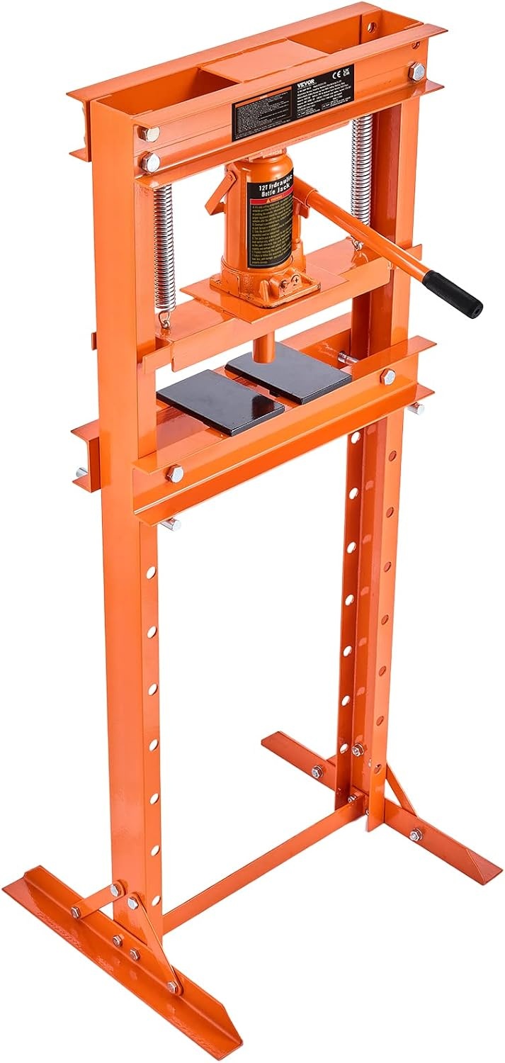 image:imageVEVOR Hydraulic Shop Press 20 T HFrame Pneumatic Shop Press with Press Plate Stable Garage Floor Adjustable Hydraulic Press with Triangular Support Fit for Bending Straightening amp Stamping12T