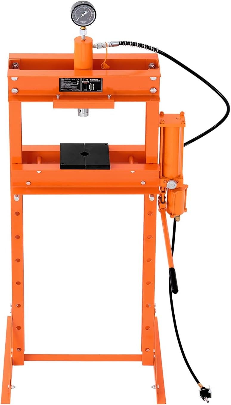 image:imageVEVOR Hydraulic Shop Press 20 T HFrame Pneumatic Shop Press with Press Plate Stable Garage Floor Adjustable Hydraulic Press with Triangular Support Fit for Bending Straightening amp Stamping20T