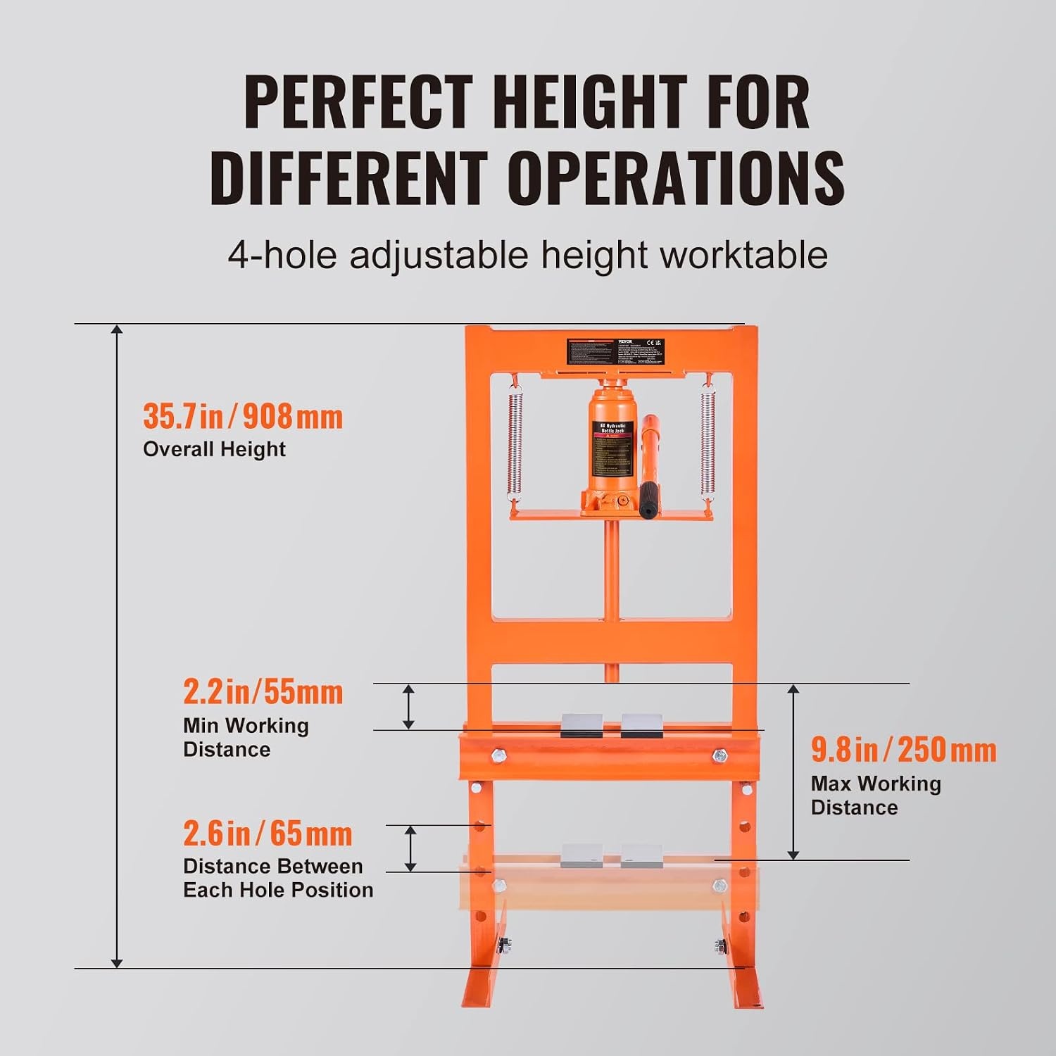 image:imageVEVOR Hydraulic Shop Press 20 T HFrame Pneumatic Shop Press with Press Plate Stable Garage Floor Adjustable Hydraulic Press with Triangular Support Fit for Bending Straightening amp Stamping6T