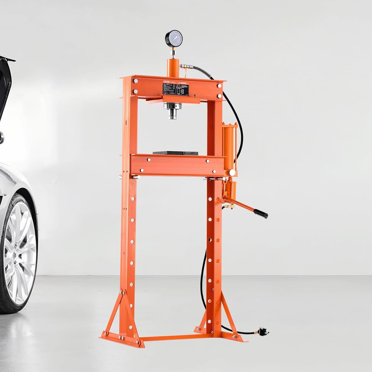 image:imageVEVOR Hydraulic Shop Press 20 T HFrame Pneumatic Shop Press with Press Plate Stable Garage Floor Adjustable Hydraulic Press with Triangular Support Fit for Bending Straightening amp Stamping20T