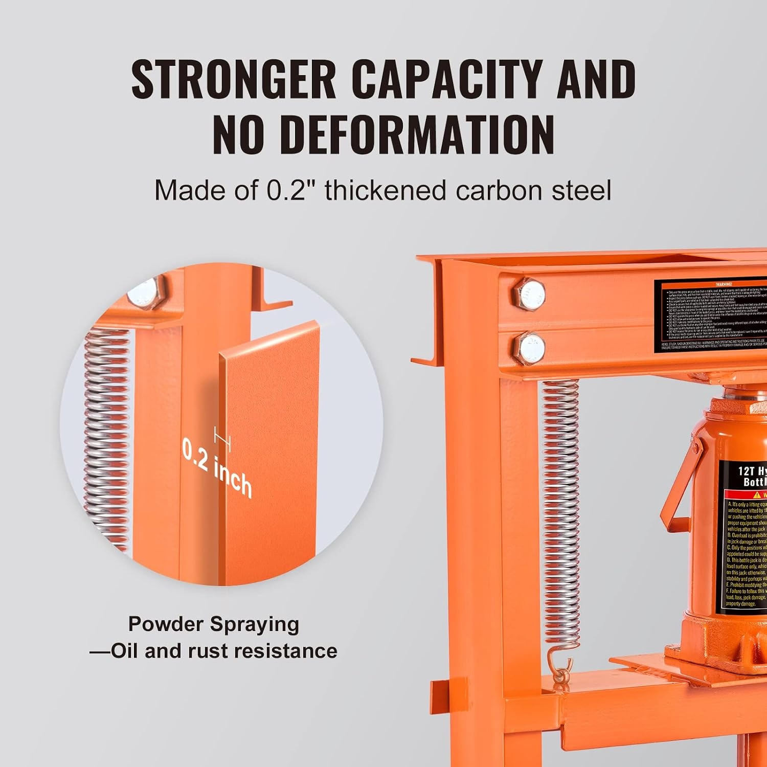 image:imageVEVOR Hydraulic Shop Press 20 T HFrame Pneumatic Shop Press with Press Plate Stable Garage Floor Adjustable Hydraulic Press with Triangular Support Fit for Bending Straightening amp Stamping12T