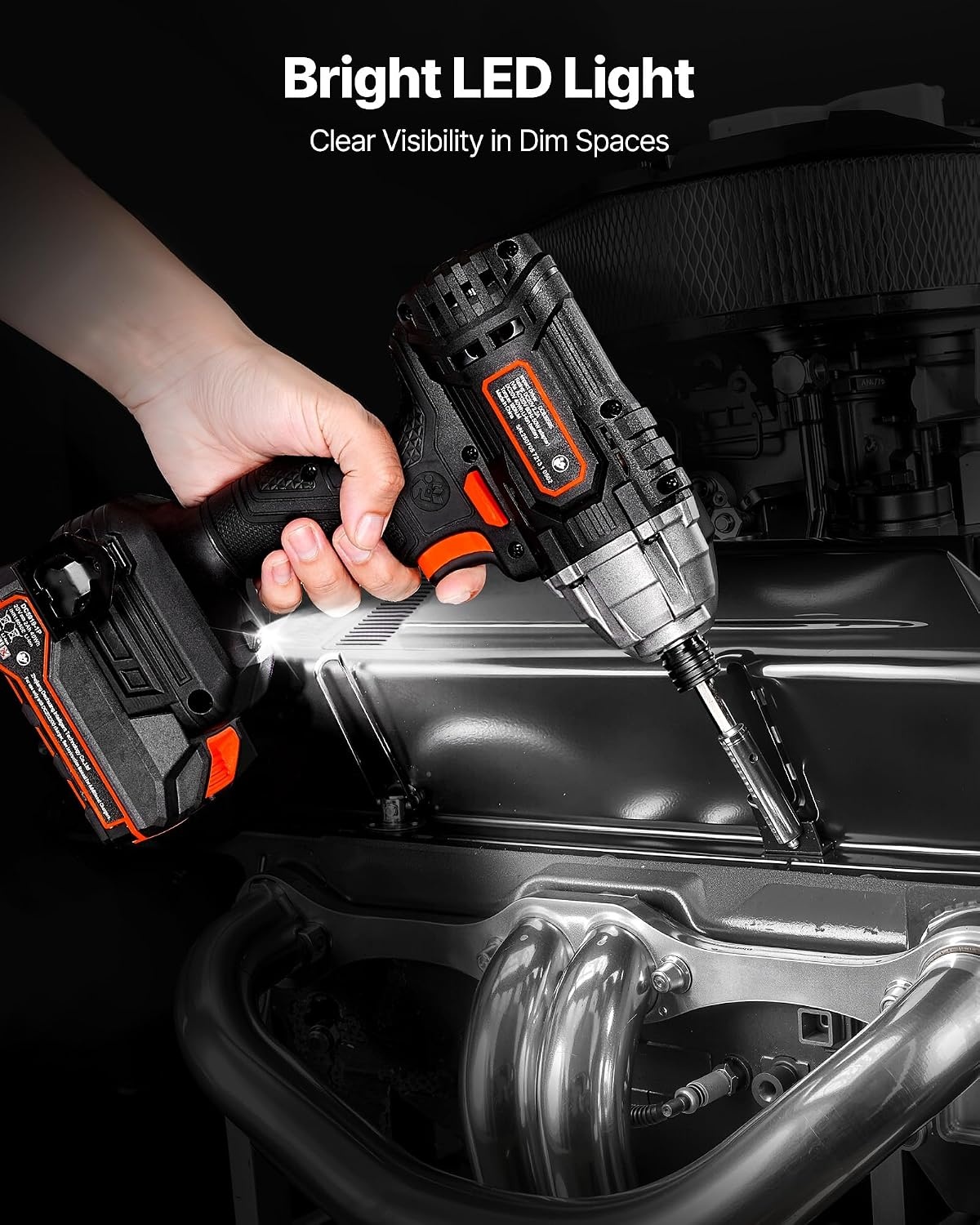 image:imageVEVOR Impact Driver 14 Inch 3000 RPM Max Speed 12 V Brushless Motor Electric Cordless Impact Driver Kit with Battery and Charger 20 Bits LED Work Light for Furniture Electrical Home Repairs180Nm 2800BPM
