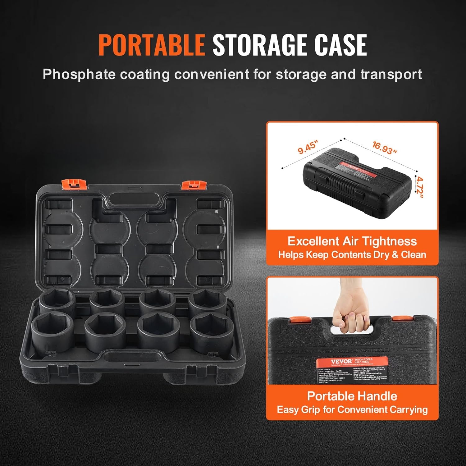 image:imageVEVOR Impact Socket Set 130 Piece 38 amp 12 SAE amp Metric Drive Socket Set 6 Point CrMo Alloy Steel for Auto Repair EasytoRead Size Markings Includes Storage Case34 8PCS CRMO