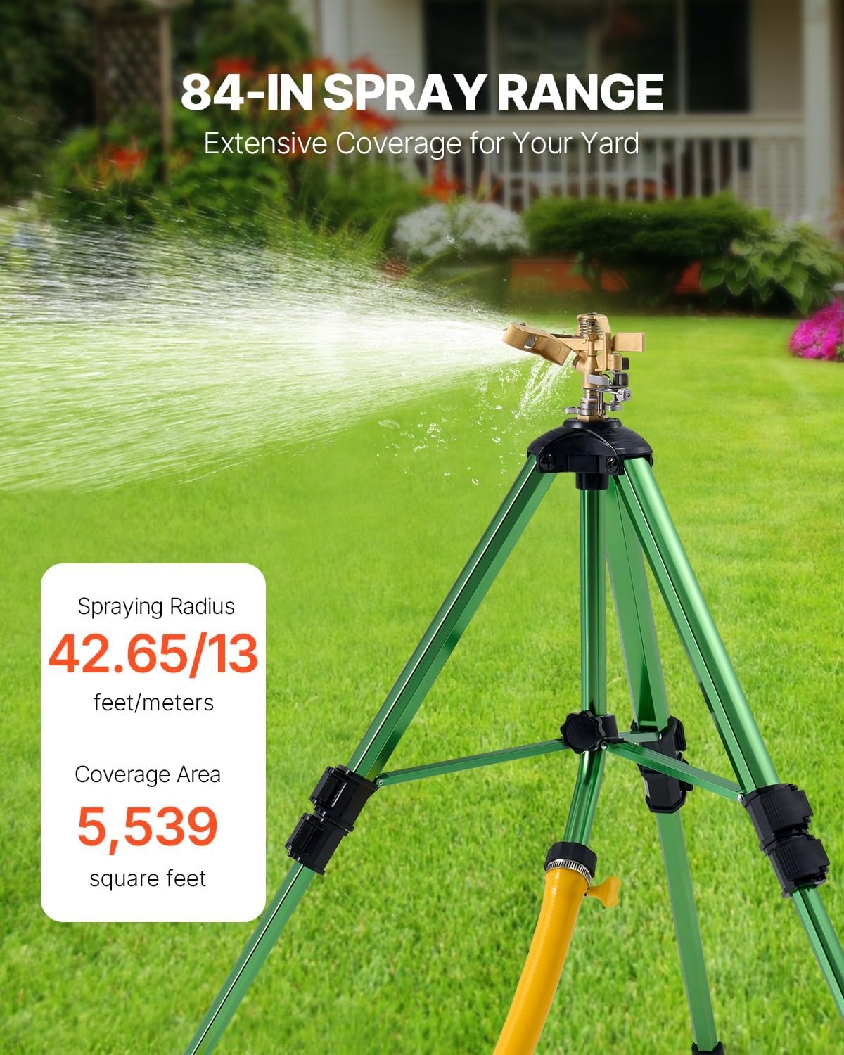 image:imageVEVOR Impact Sprinkler on Tripod Base Heavy Duty Tripod Sprinklers with Brass Head amp 34 Connector 360 Degree Large Area Coverage Irrigation Sprinkler Adjustable Heights for Yard Green2PC