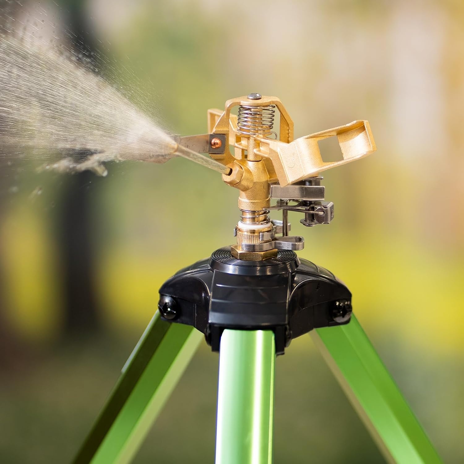 image:imageVEVOR Impact Sprinkler on Tripod Base Heavy Duty Tripod Sprinklers with Brass Head amp 34 Connector 360 Degree Large Area Coverage Irrigation Sprinkler Adjustable Heights for Yard Green2PC