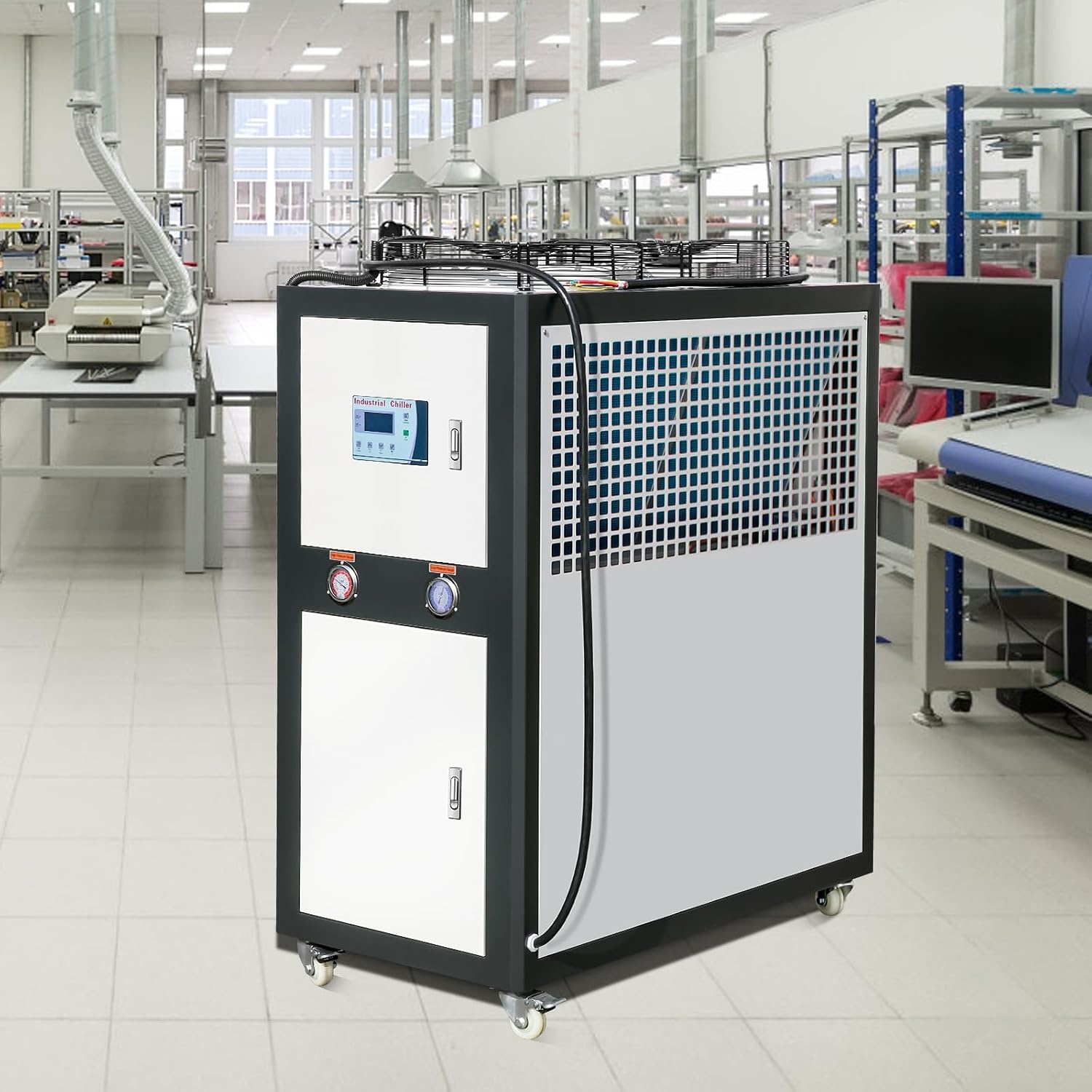image:imageVEVOR Industrial Water Chiller 60L Capacity 94Hp AirCooled Chiller with Finned Condenser MicroComputer Control Stainless Steel Tank