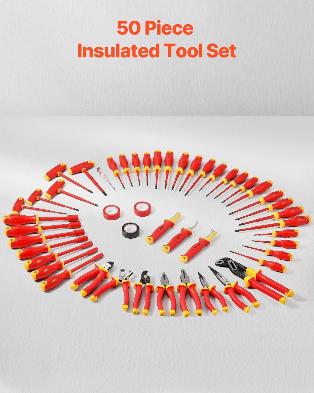 image:imageVEVOR Insulated Screwdriver Set 13Piece Professional Electrical Screwdriver Set 1000V Insulated Electrician Tool Set with Magnetic Phillips Slotted Pozi Torx Tips Screwdrivers for Electricians50pcs