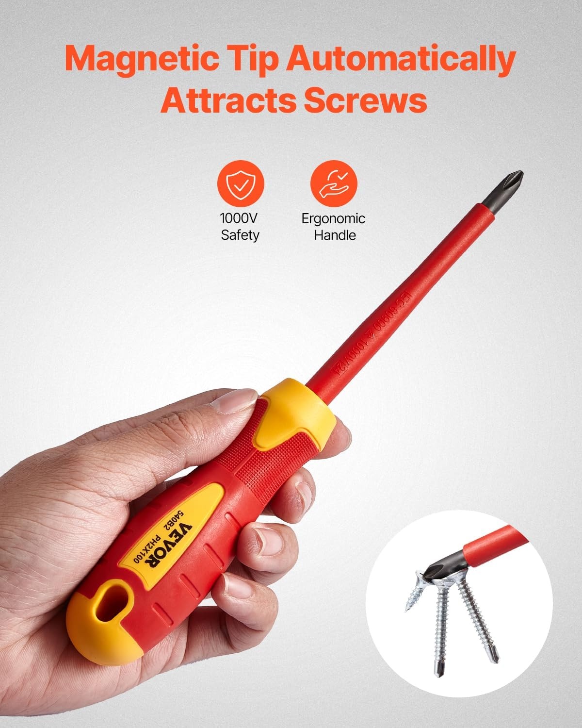 image:imageVEVOR Insulated Screwdriver Set 13Piece Professional Electrical Screwdriver Set 1000V Insulated Electrician Tool Set with Magnetic Phillips Slotted Pozi Torx Tips Screwdrivers for Electricians12pcs
