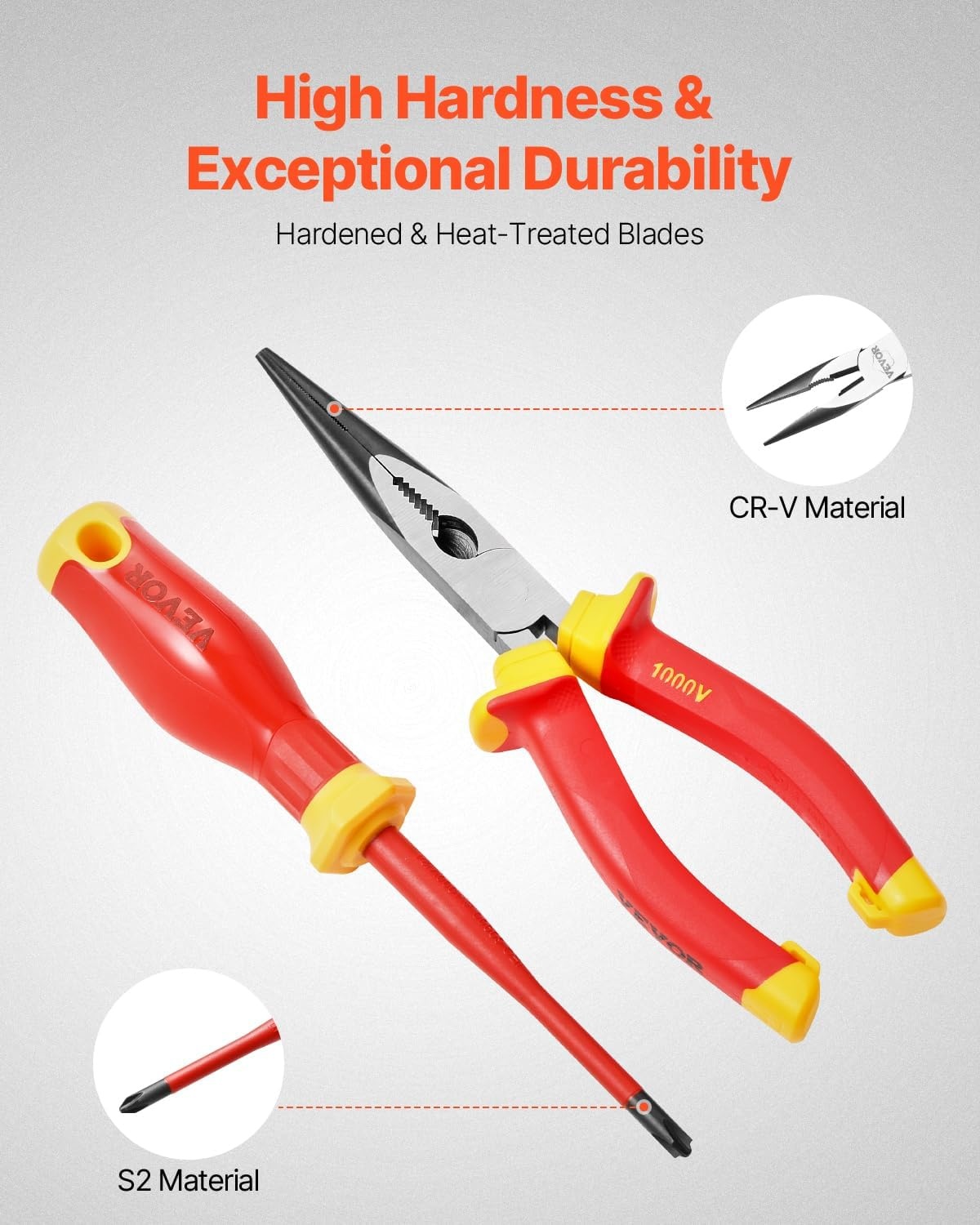 image:imageVEVOR Insulated Screwdriver Set 13Piece Professional Electrical Screwdriver Set 1000V Insulated Electrician Tool Set with Magnetic Phillips Slotted Pozi Torx Tips Screwdrivers for Electricians50pcs