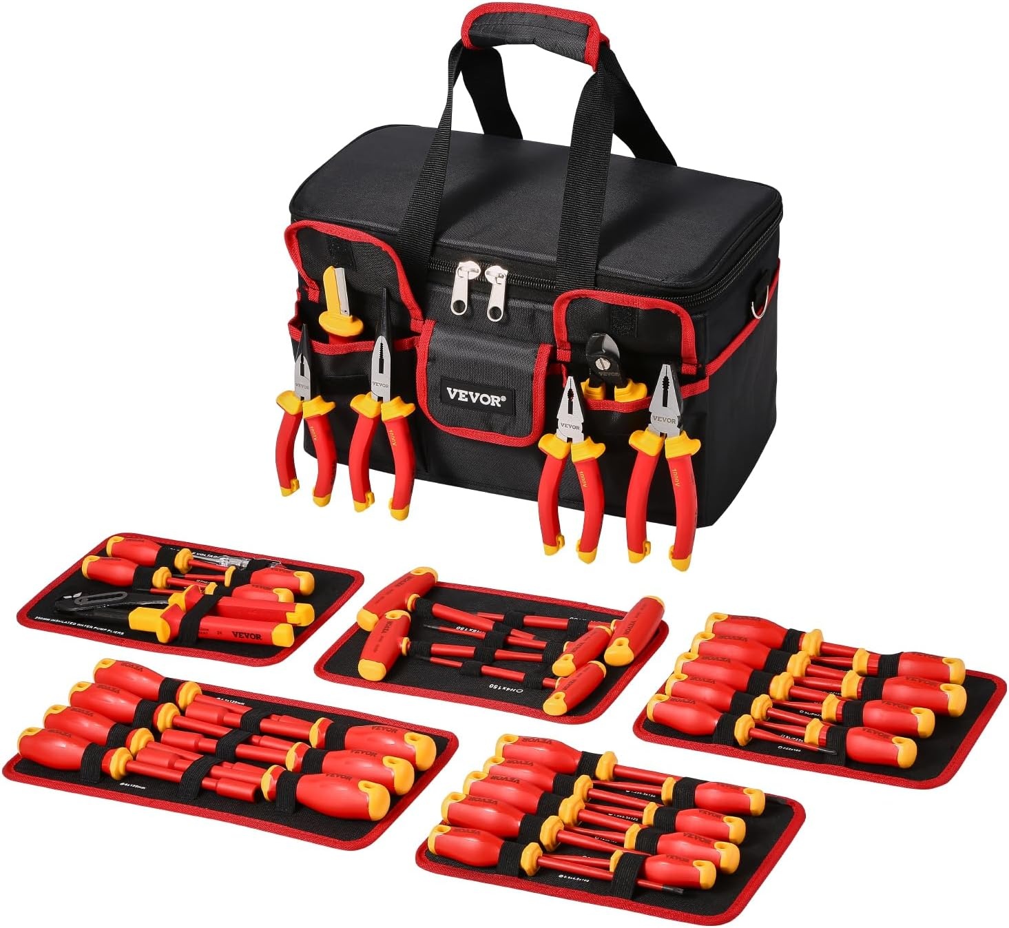 image:imageVEVOR Insulated Screwdriver Set 13Piece Professional Electrical Screwdriver Set 1000V Insulated Electrician Tool Set with Magnetic Phillips Slotted Pozi Torx Tips Screwdrivers for Electricians50pcs