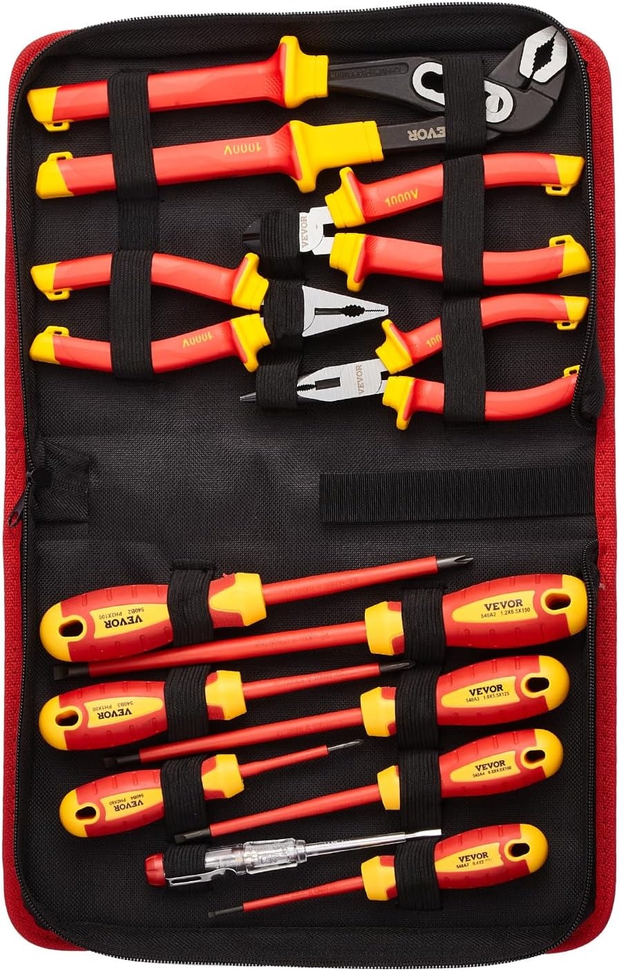 image:imageVEVOR Insulated Screwdriver Set 13Piece Professional Electrical Screwdriver Set 1000V Insulated Electrician Tool Set with Magnetic Phillips Slotted Pozi Torx Tips Screwdrivers for Electricians12pcs