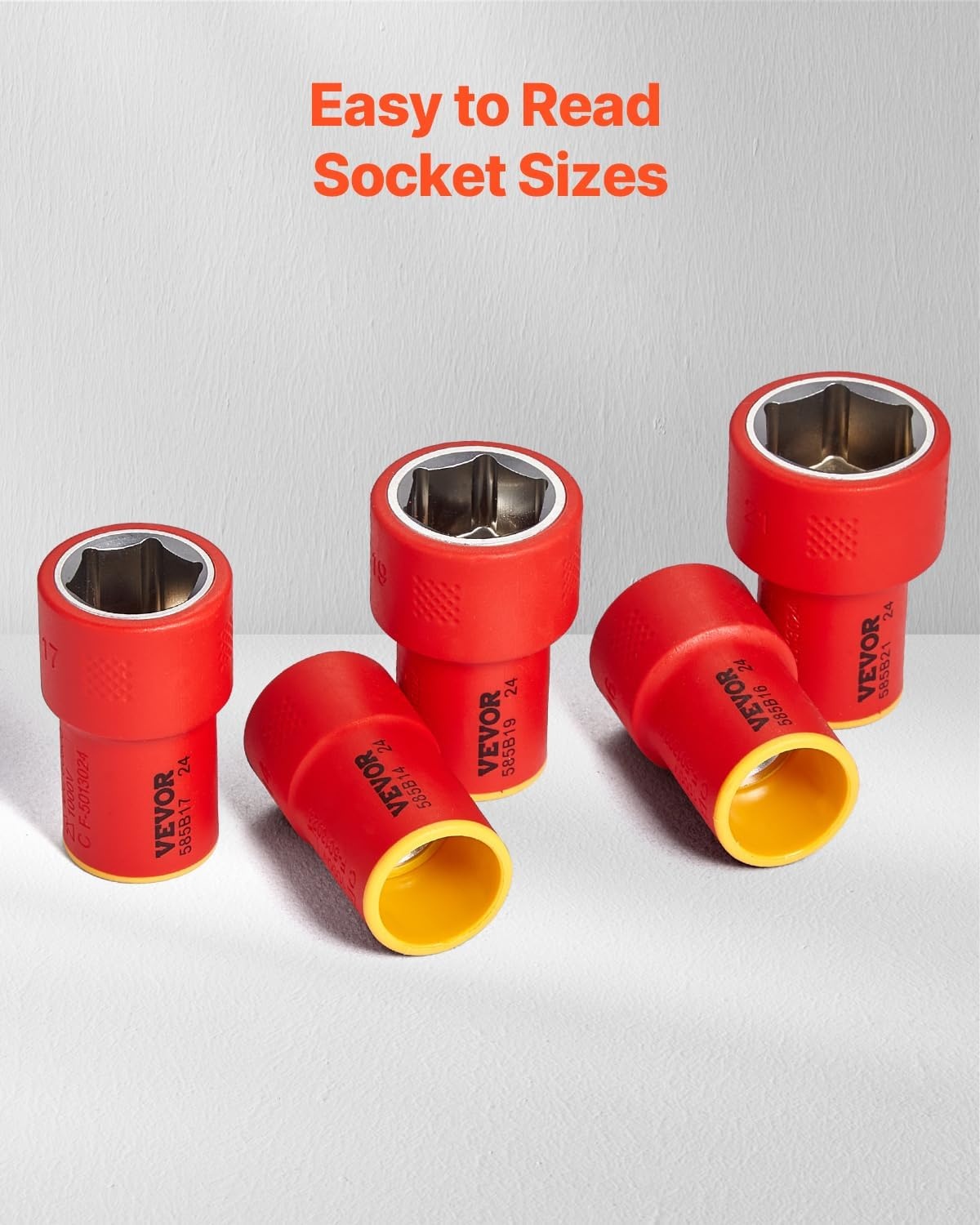 image:imageVEVOR Insulated Socket Set 16Piece Insulated Wrench Tool Set 1000V Insulated Socket Tool with Insulated Sockets Insulated THandle Wrench Drive Rachet Extensions for Electricians Home Repair16 pezzi