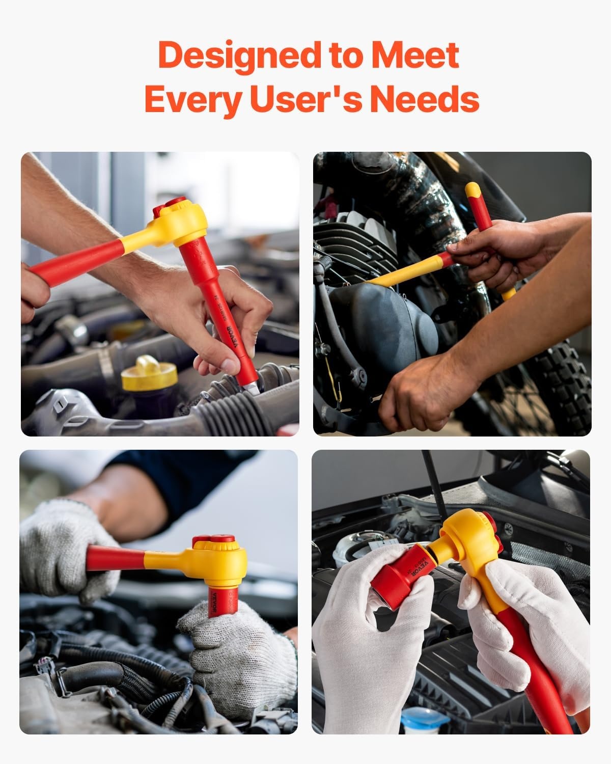 image:imageVEVOR Insulated Socket Set 16Piece Insulated Wrench Tool Set 1000V Insulated Socket Tool with Insulated Sockets Insulated THandle Wrench Drive Rachet Extensions for Electricians Home Repair16 pezzi