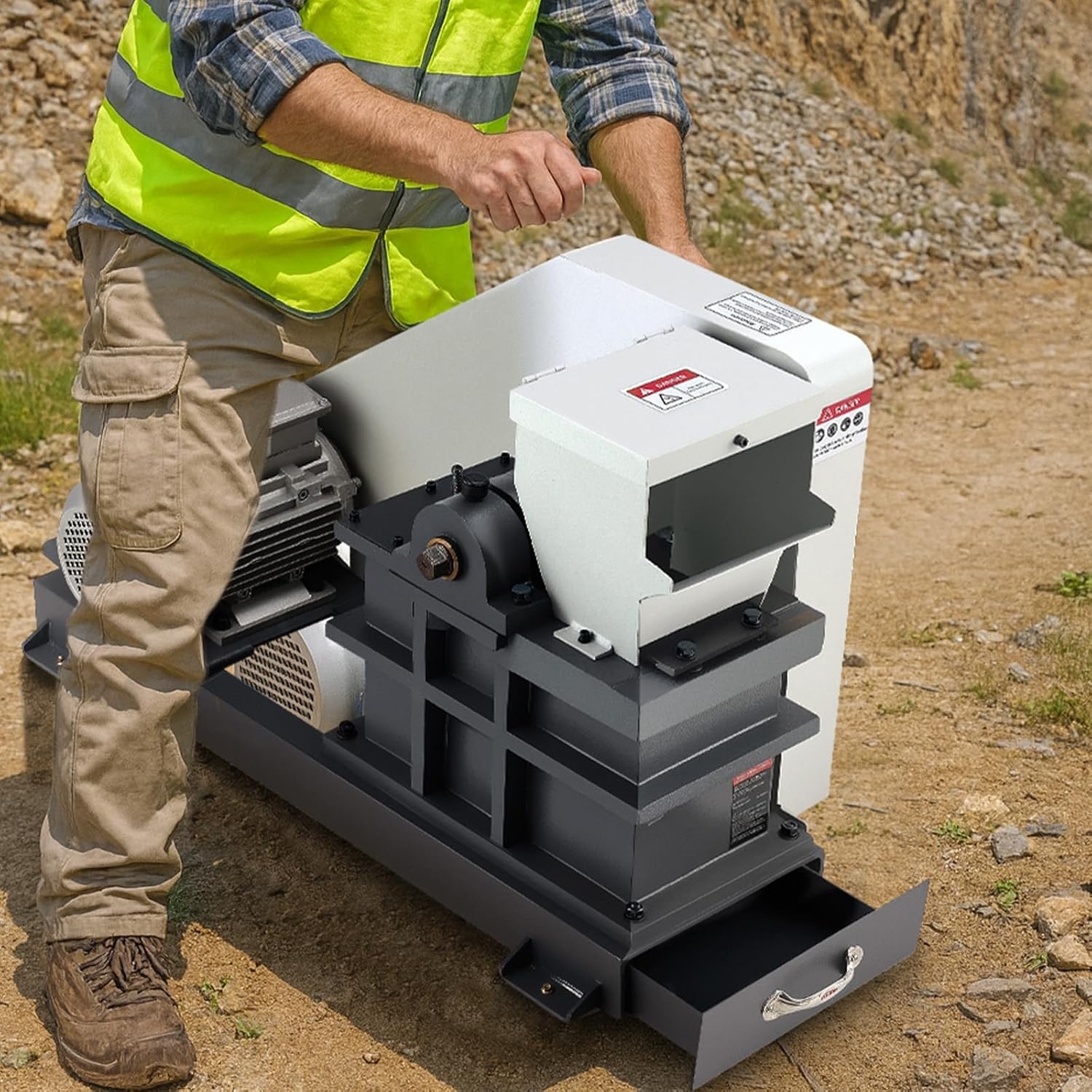 image:imageVEVOR Jaw Crusher Machine 22KW High Power Rock Stone Crush Machine 610 x 512 inch Feeding Port 1740 RPM Speed Stone Shatter Grinder Electric Stone Shatter 220V for Rock Coal Glass Bottle