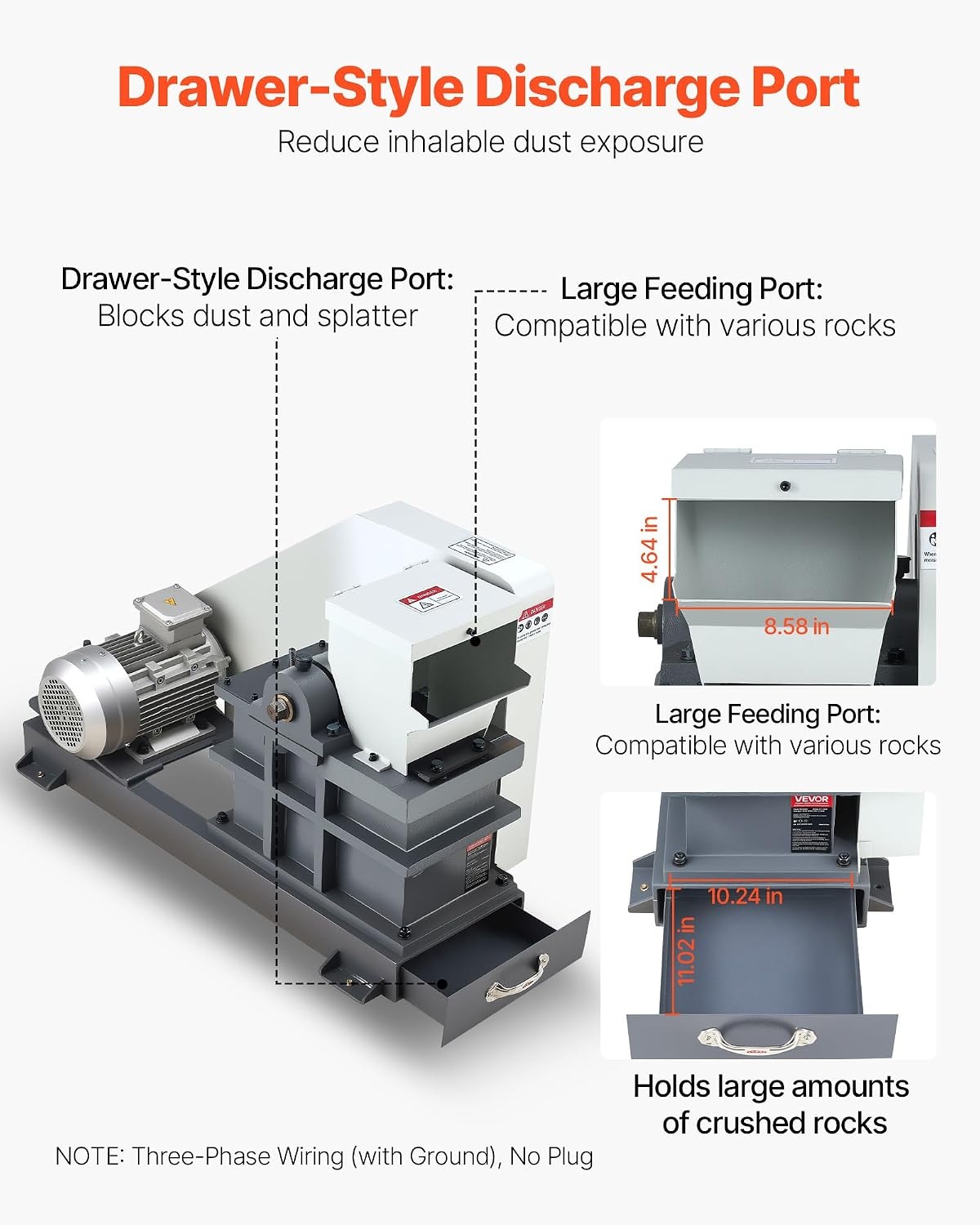 image:imageVEVOR Jaw Crusher Machine 22KW High Power Rock Stone Crush Machine 610 x 512 inch Feeding Port 1740 RPM Speed Stone Shatter Grinder Electric Stone Shatter 220V for Rock Coal Glass Bottle