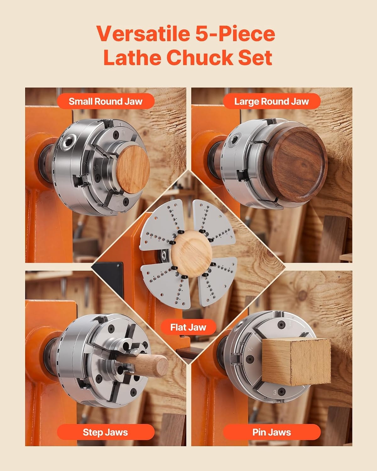 image:imageVEVOR KP96 Lathe Chuck 4Jaw 375 Diameter Metal Lathe Chuck Turning Machine Accessories Selfcentering Tool for Lathe Precision Machining Grinding Machines Milling Machines4in