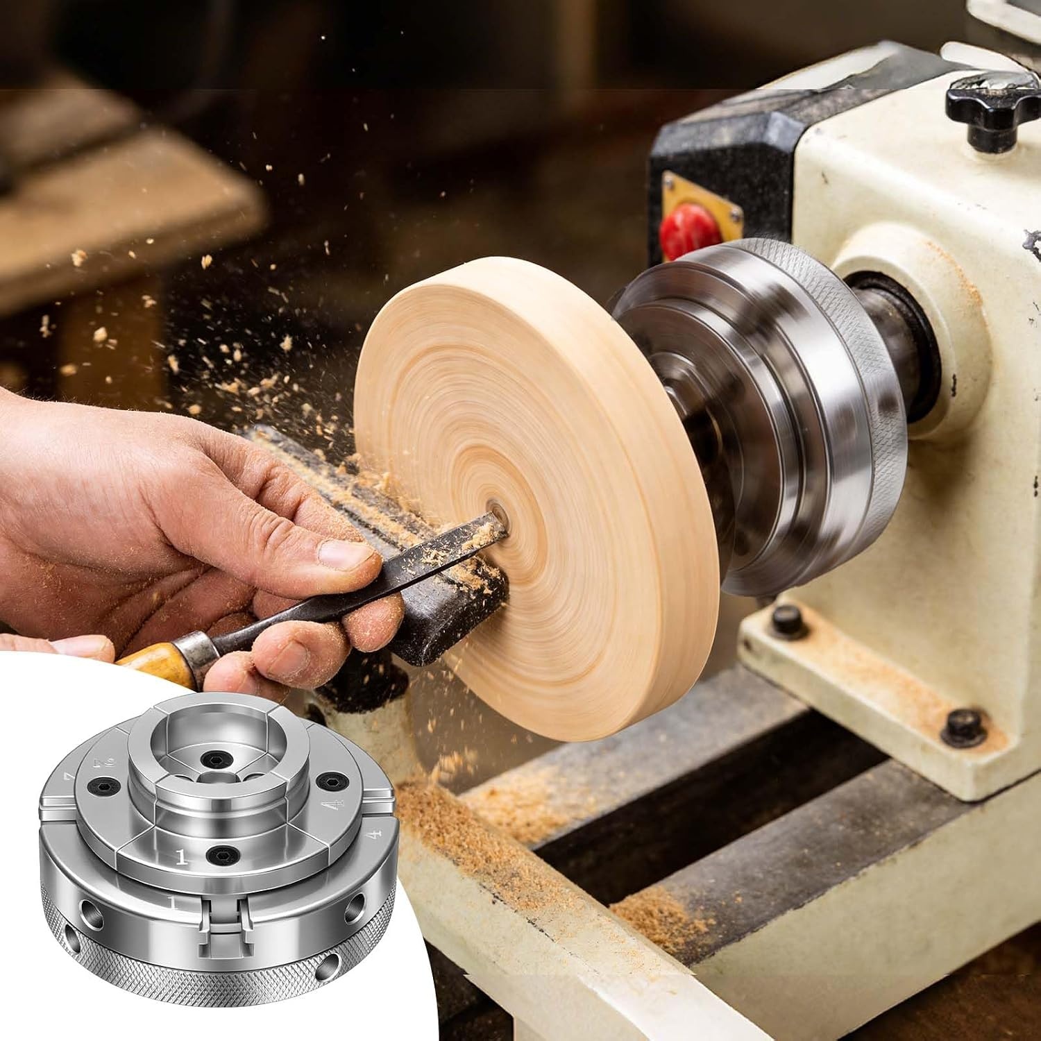image:imageVEVOR KP96 Lathe Chuck 4Jaw 375 Diameter Metal Lathe Chuck Turning Machine Accessories Selfcentering Tool for Lathe Precision Machining Grinding Machines Milling Machines4in