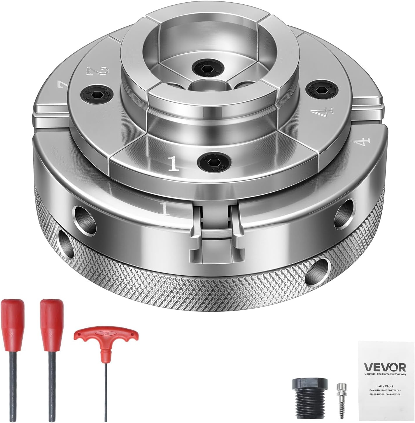 image:imageVEVOR KP96 Lathe Chuck 4Jaw 375 Diameter Metal Lathe Chuck Turning Machine Accessories Selfcentering Tool for Lathe Precision Machining Grinding Machines Milling Machines4in
