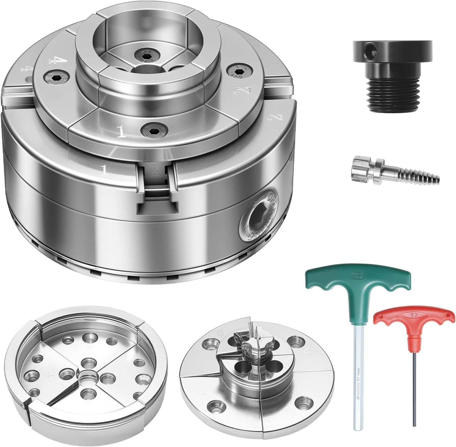 image:imageVEVOR KP96 Lathe Chuck 4Jaw 375 Diameter Metal Lathe Chuck Turning Machine Accessories Selfcentering Tool for Lathe Precision Machining Grinding Machines Milling Machines4in