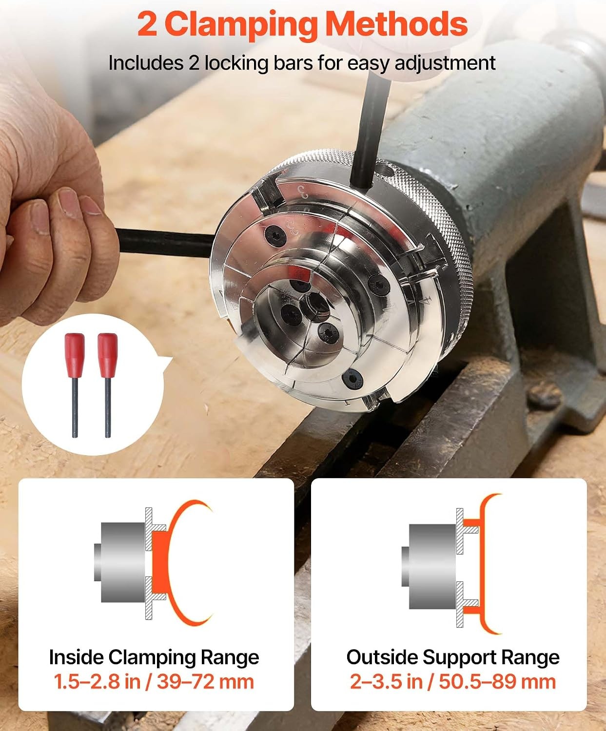 image:imageVEVOR KP96 Lathe Chuck 4Jaw 375 Diameter Metal Lathe Chuck Turning Machine Accessories Selfcentering Tool for Lathe Precision Machining Grinding Machines Milling Machines4in