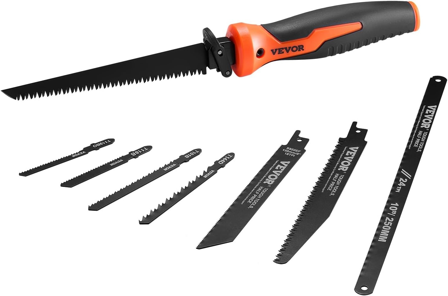 image:imageVEVOR Keyhole Saw 6 in Soft Grip Handle 8in1 MultiBlades Drywall Triple Ground Teeth for Cutting Drywall Wood Metel Plastic Plywood Wallboard Thin Sheet6 inch