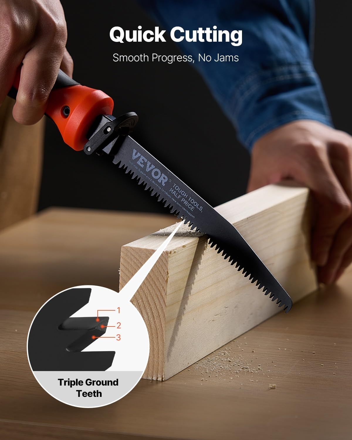 image:imageVEVOR Keyhole Saw 6 in Soft Grip Handle 8in1 MultiBlades Drywall Triple Ground Teeth for Cutting Drywall Wood Metel Plastic Plywood Wallboard Thin Sheet6 inch