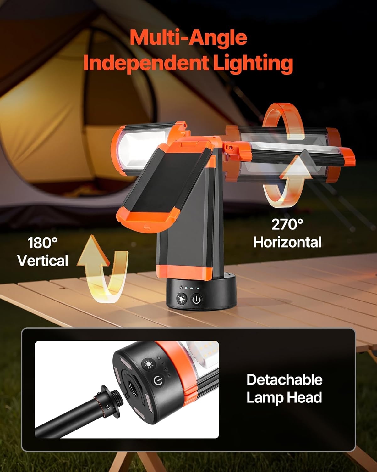 image:imageVEVOR LED Work Light with Stand 132Ah Rechargeable Cordless Camping Light with 3 Lamp Heads Detachable Tripod Stand 2200 Lumens 3000K6500K Dimmable Portable Construction Lighting for Job Site2200 LM 8Ah 1 Pack